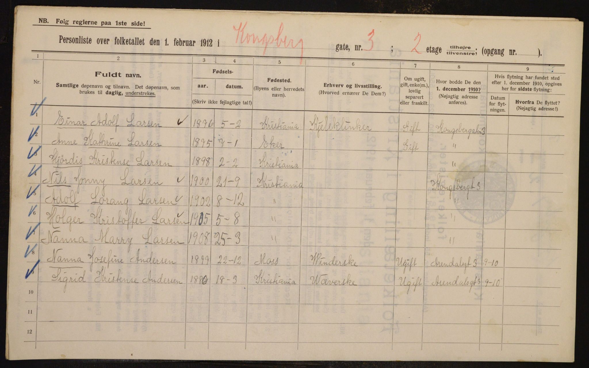 OBA, Kommunal folketelling 1.2.1912 for Kristiania, 1912, s. 52939