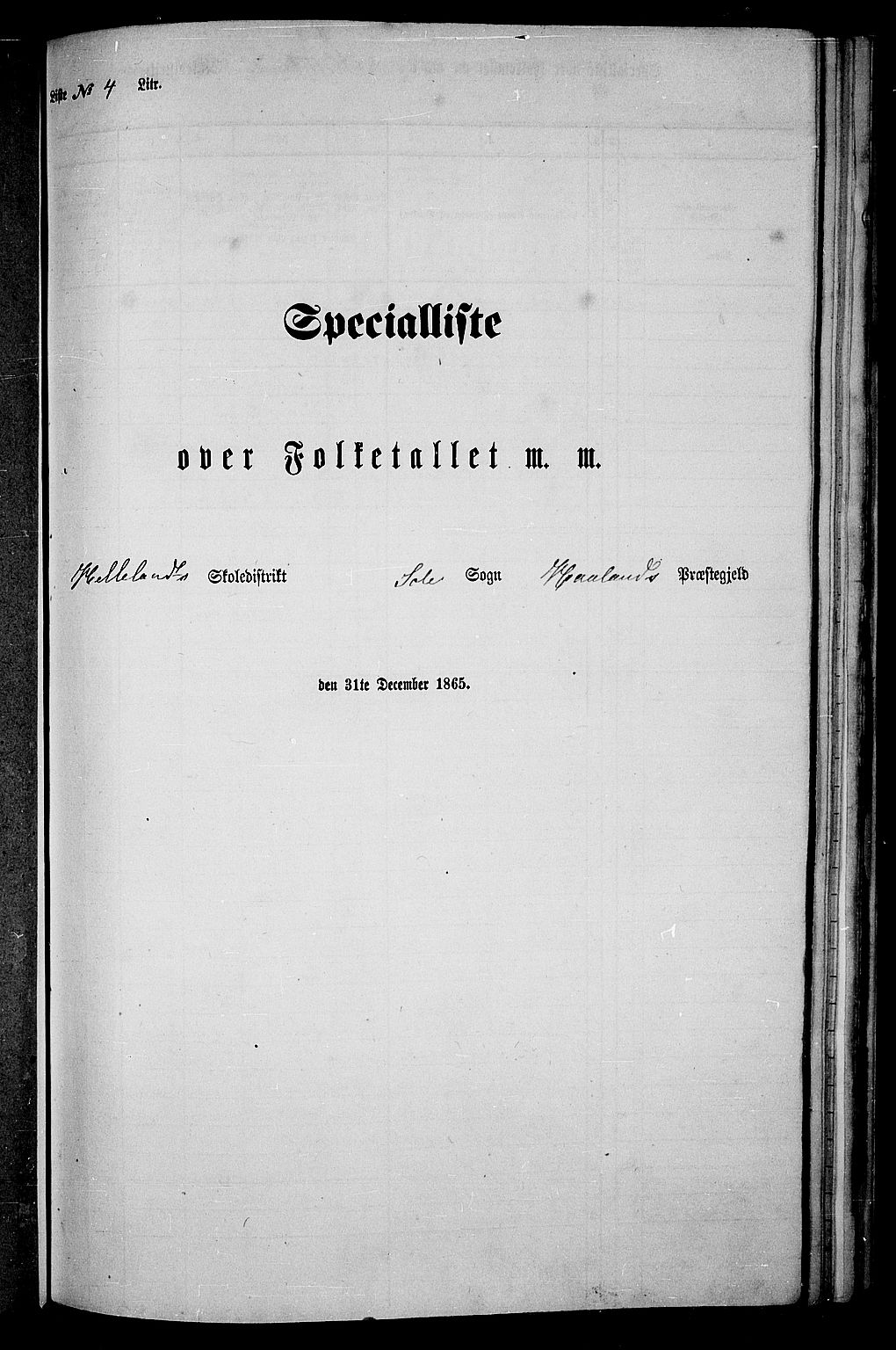 RA, Folketelling 1865 for 1124P Håland prestegjeld, 1865, s. 73
