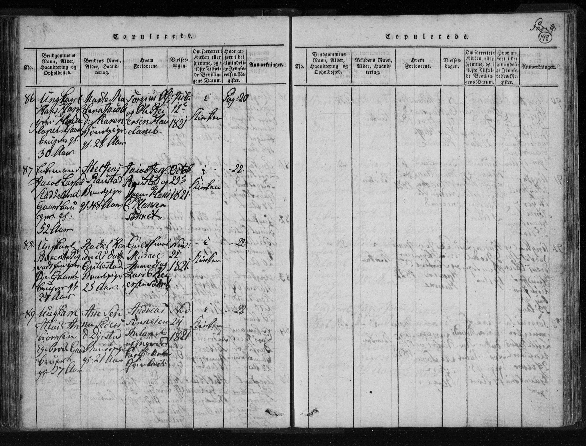 Kvinesdal sokneprestkontor, SAK/1111-0026/F/Fa/Fab/L0003: Ministerialbok nr. A 3, 1815-1829, s. 198