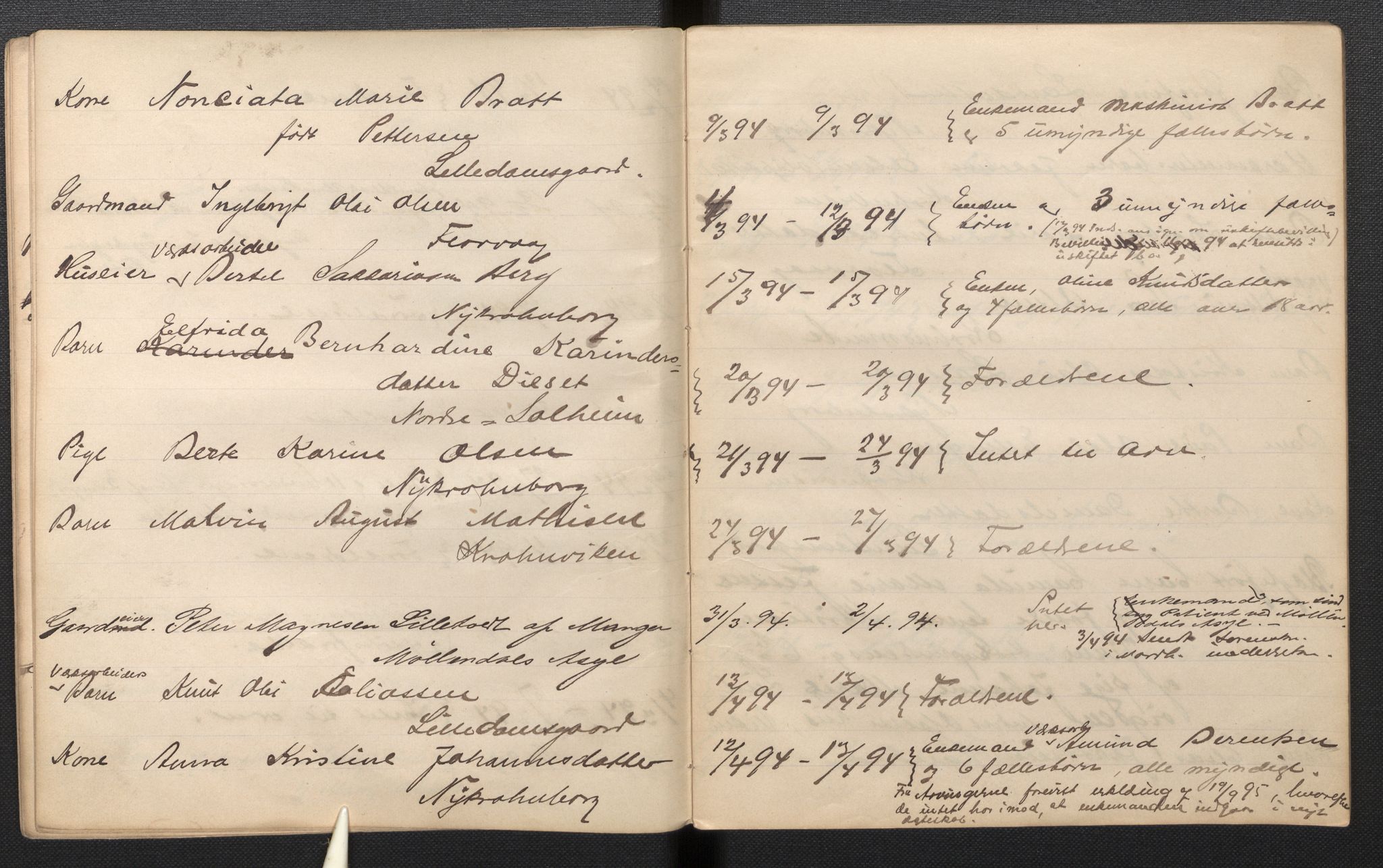 Lensmannen i Årstad, AV/SAB-A-36201/0006/L0001: Dødsfallprotokoll, 1892-1895