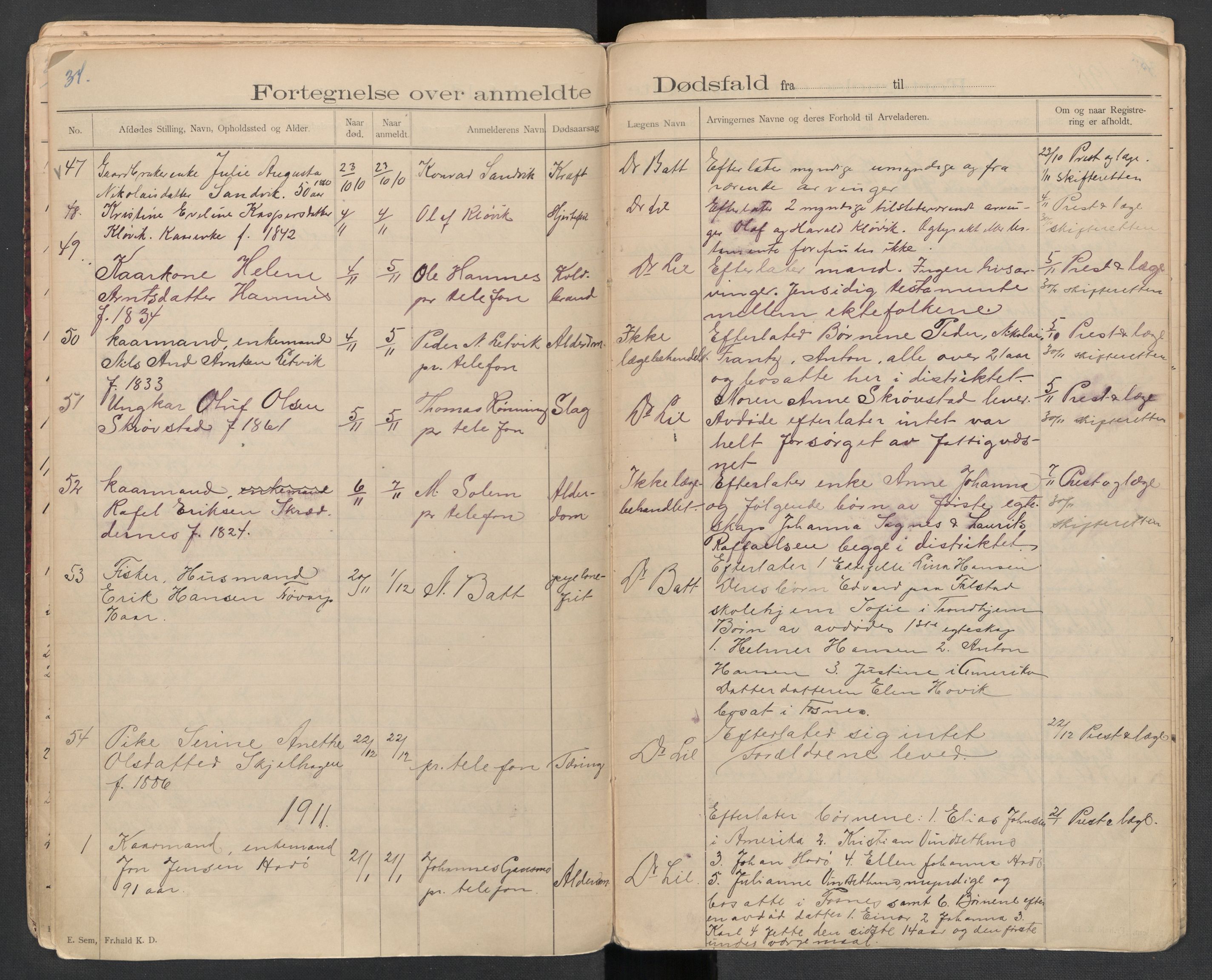 Fosnes lensmannskontor , SAT/A-1022/1/02/L0002: 2.01.02 Døsfallsjournal, 1897-1917, s. 34