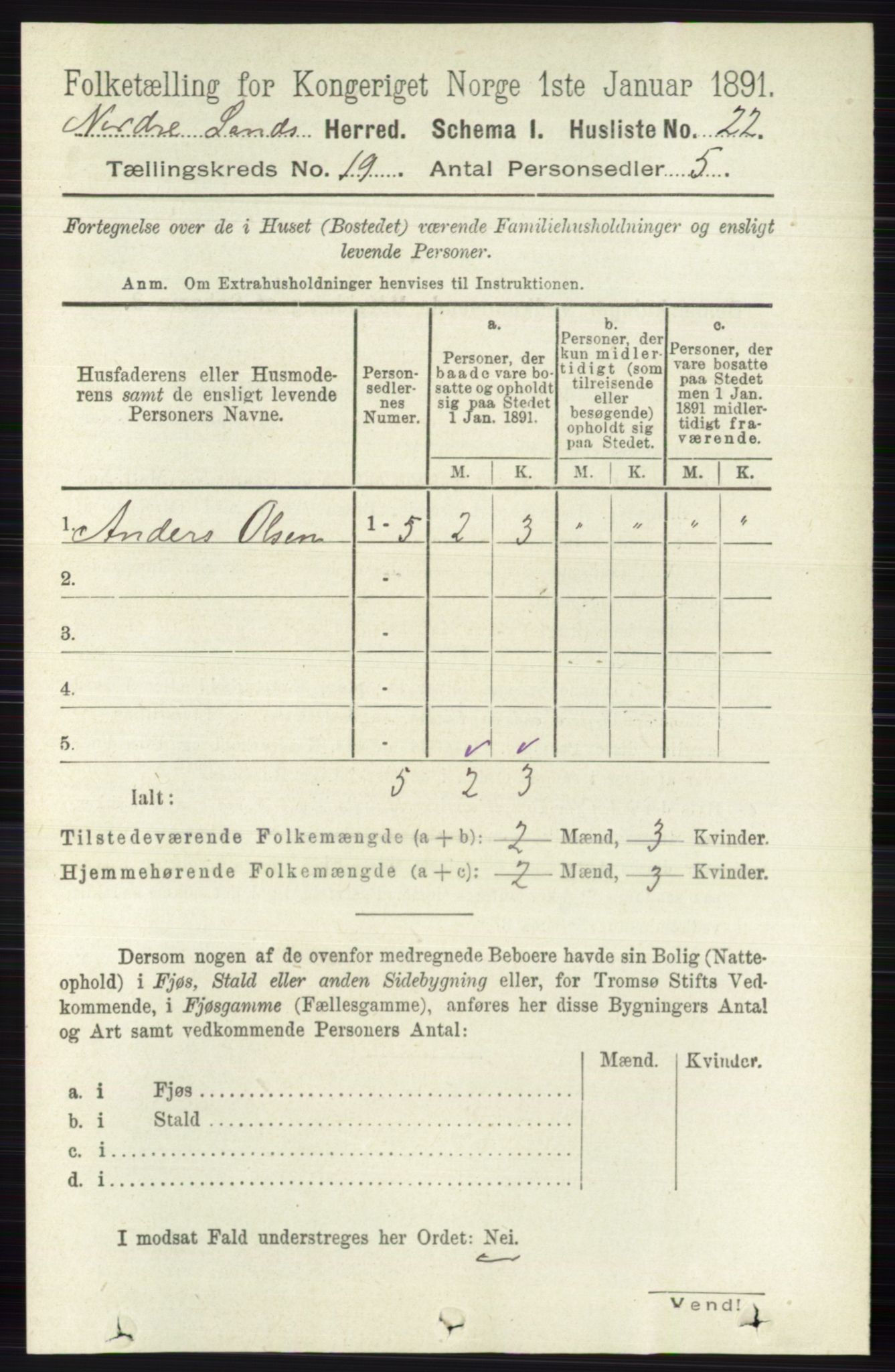 RA, Folketelling 1891 for 0538 Nordre Land herred, 1891, s. 4615