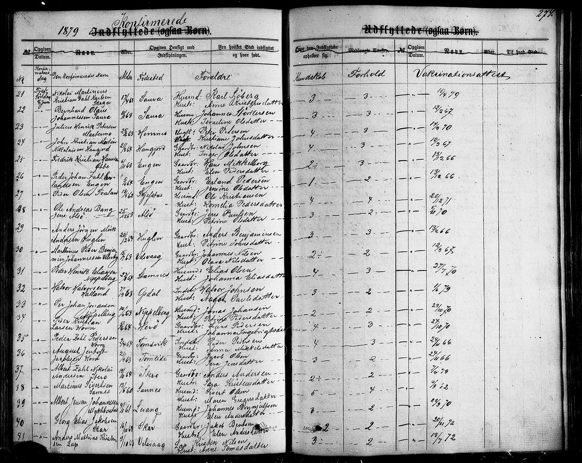 Ministerialprotokoller, klokkerbøker og fødselsregistre - Nordland, AV/SAT-A-1459/838/L0551: Ministerialbok nr. 838A09, 1864-1880, s. 274