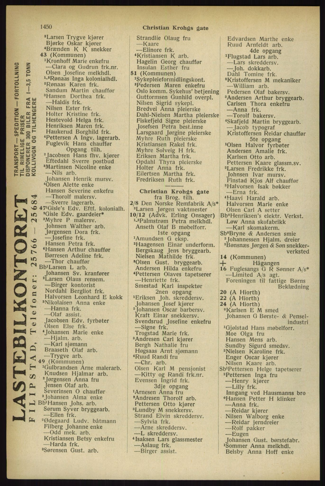 Kristiania/Oslo adressebok, PUBL/-, 1933, s. 1450