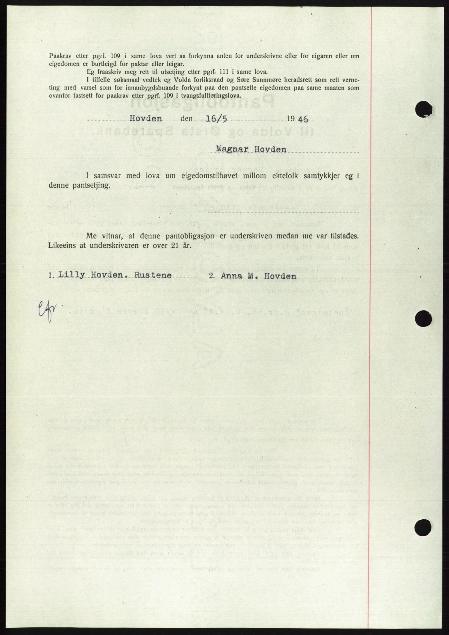 Søre Sunnmøre sorenskriveri, AV/SAT-A-4122/1/2/2C/L0114: Pantebok nr. 1-2B, 1943-1947, Dagboknr: 477/1946