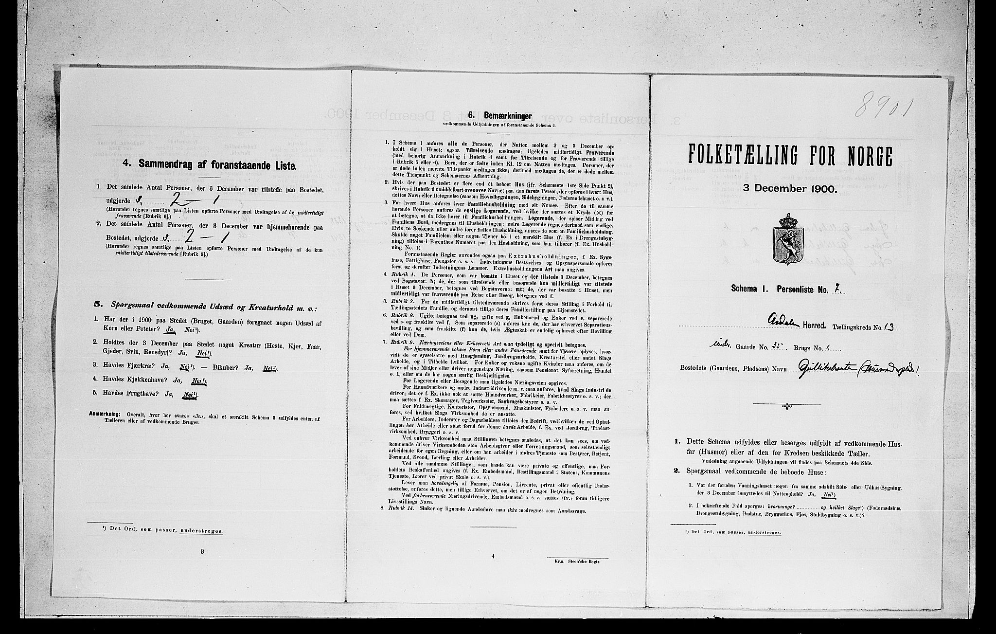 RA, Folketelling 1900 for 0614 Ådal herred, 1900, s. 900