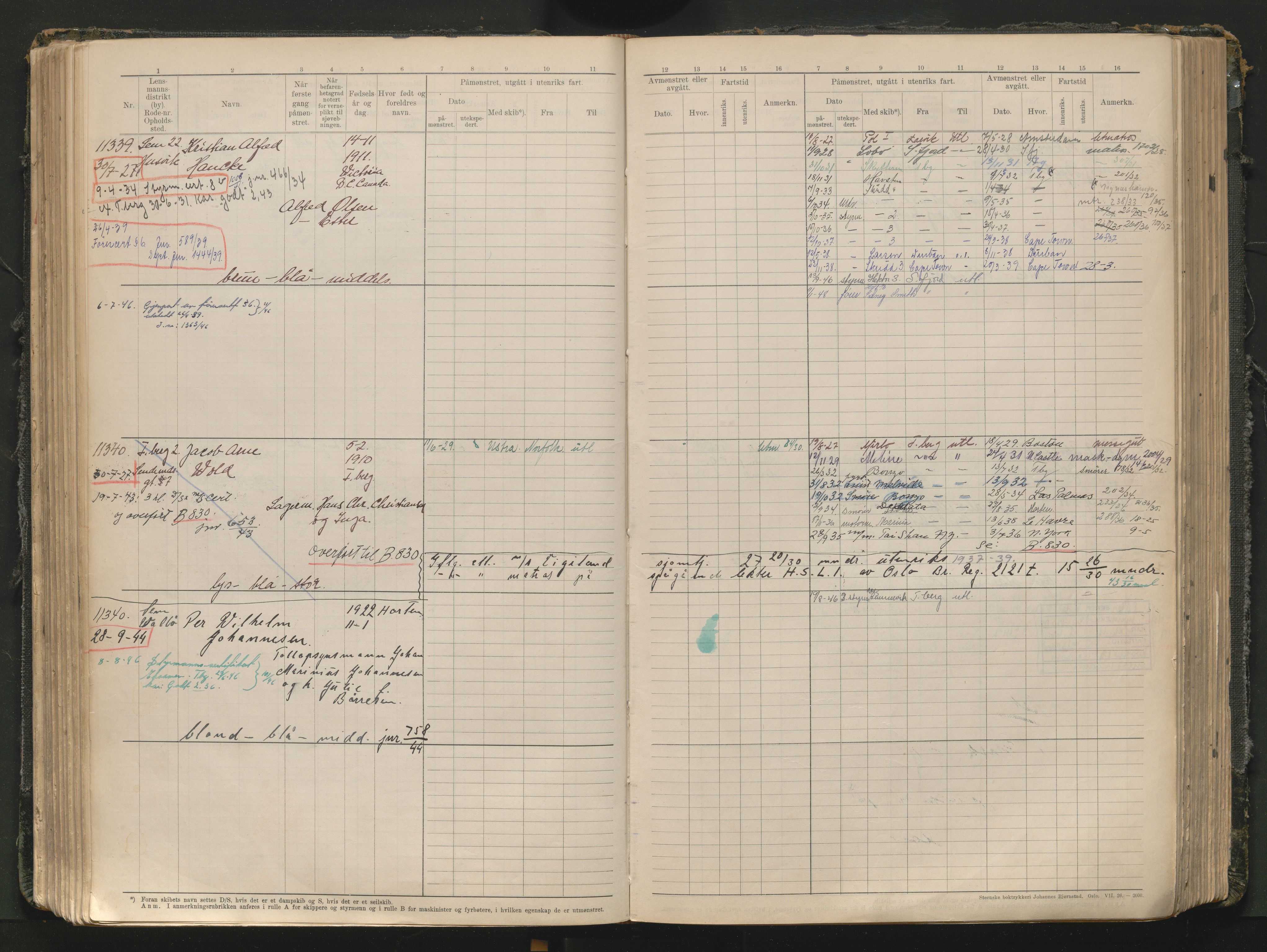 Tønsberg innrulleringskontor, AV/SAKO-A-786/F/Fc/Fcb/L0012: Hovedrulle Patent nr. 10828-12216, 1925-1948