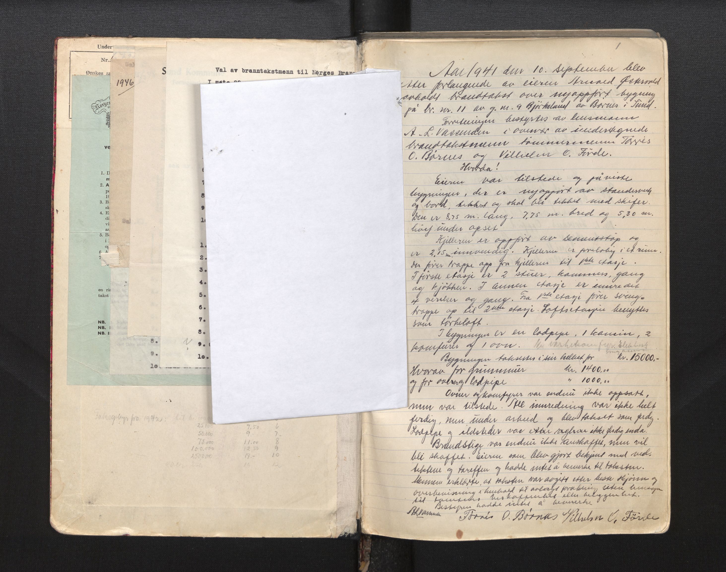 Lensmannen i Sund og Austevoll, AV/SAB-A-35201/0012/L0002b: Branntakstprotokoll, 1941-1951, s. 1