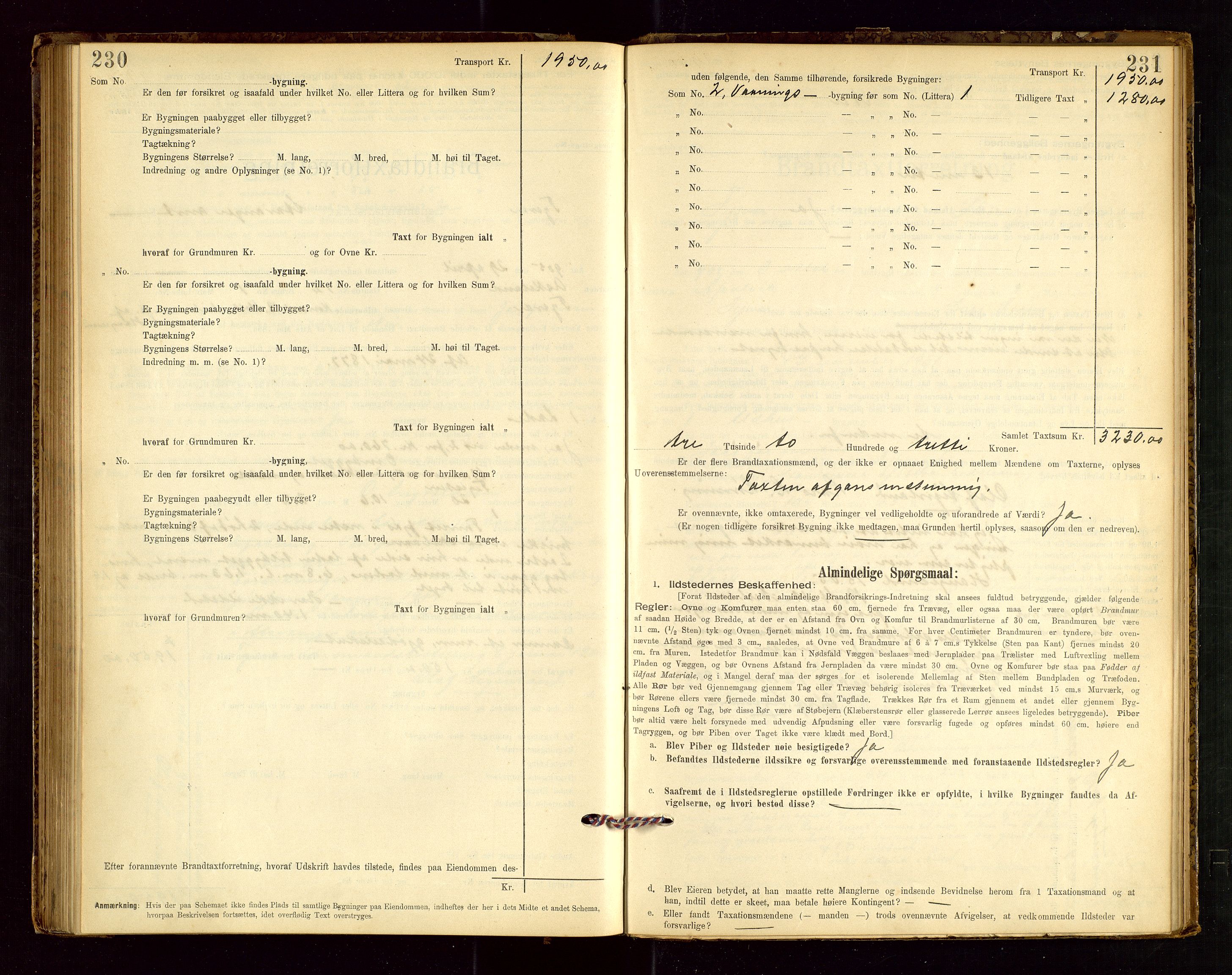 Tysvær lensmannskontor, AV/SAST-A-100192/Gob/L0001: "Brandtaxationsprotokol for Tysvær Lensmandsdistrikt Ryfylke Fogderi", 1894-1916, s. 230-231