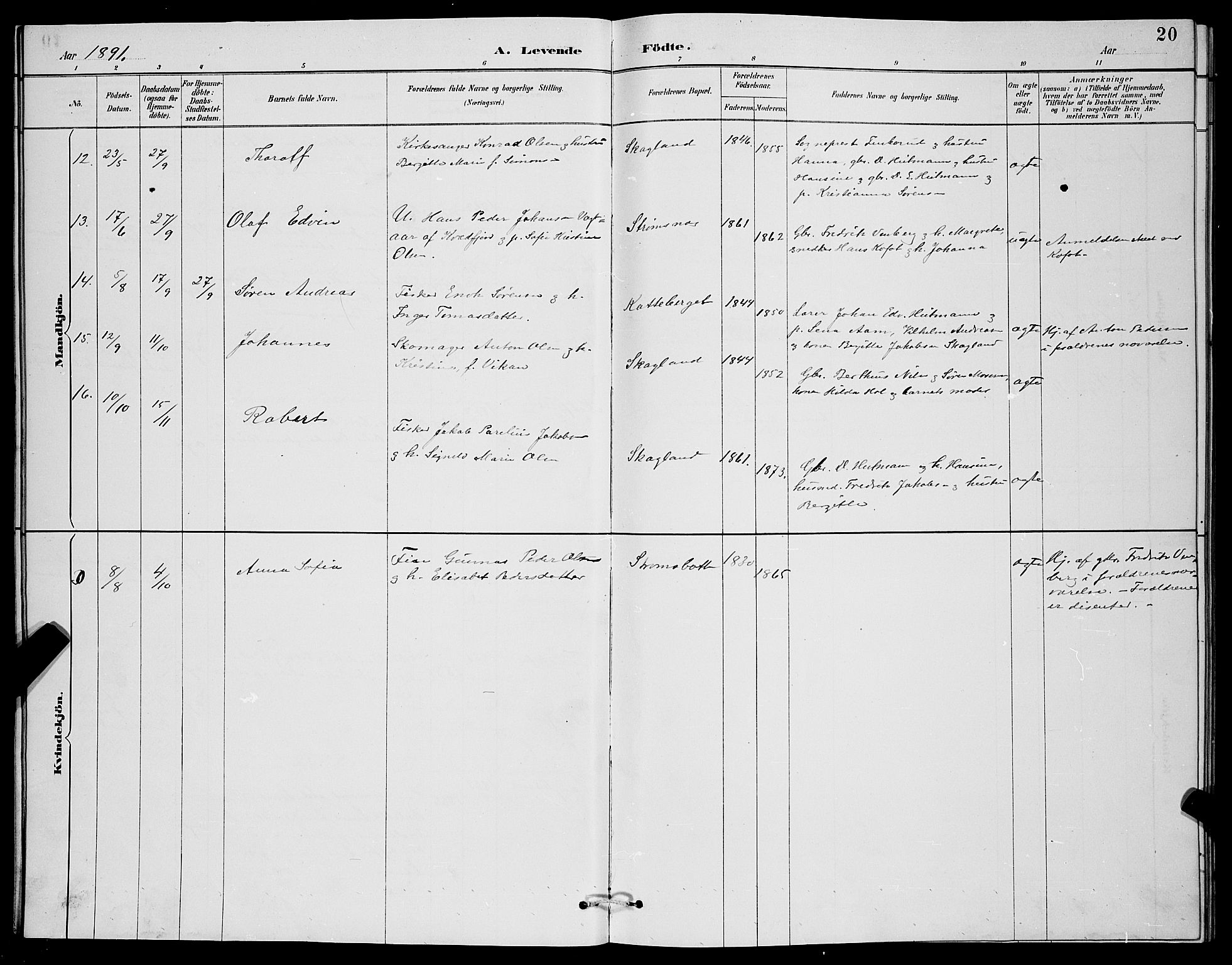 Berg sokneprestkontor, SATØ/S-1318/G/Ga/Gab/L0004klokker: Klokkerbok nr. 4, 1887-1897, s. 20