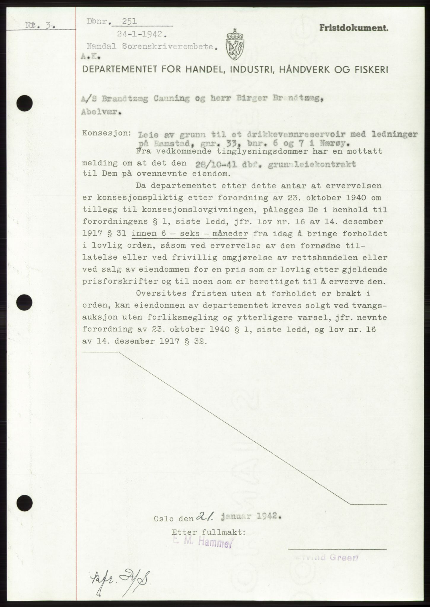 Namdal sorenskriveri, SAT/A-4133/1/2/2C: Pantebok nr. -, 1941-1942, Dagboknr: 251/1942