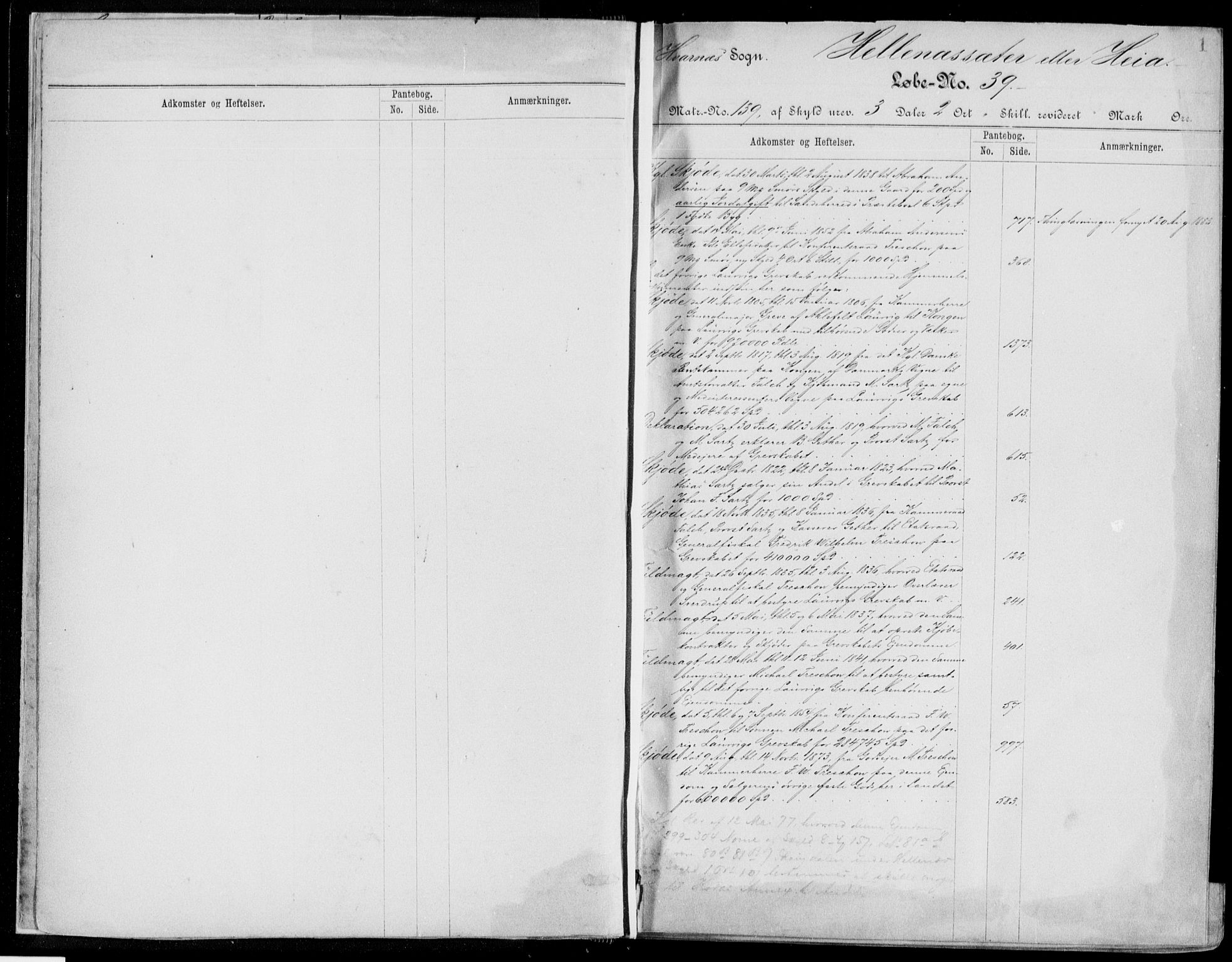 Larvik sorenskriveri, AV/SAKO-A-83/G/Gb/Gbg/L0001a: Panteregister nr. VI 1a, s. 1