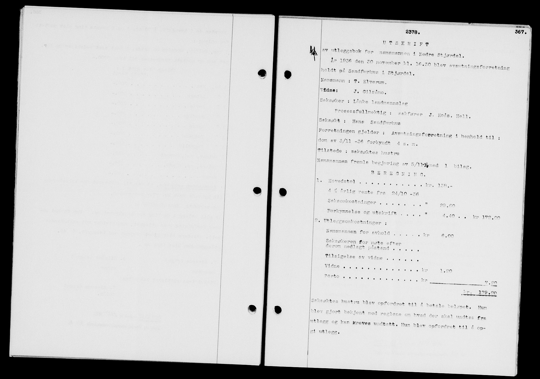 Stjør- og Verdal sorenskriveri, SAT/A-4167/1/2/2C/L0078: Pantebok nr. 46, 1936-1937, Dagboknr: 2378/1936