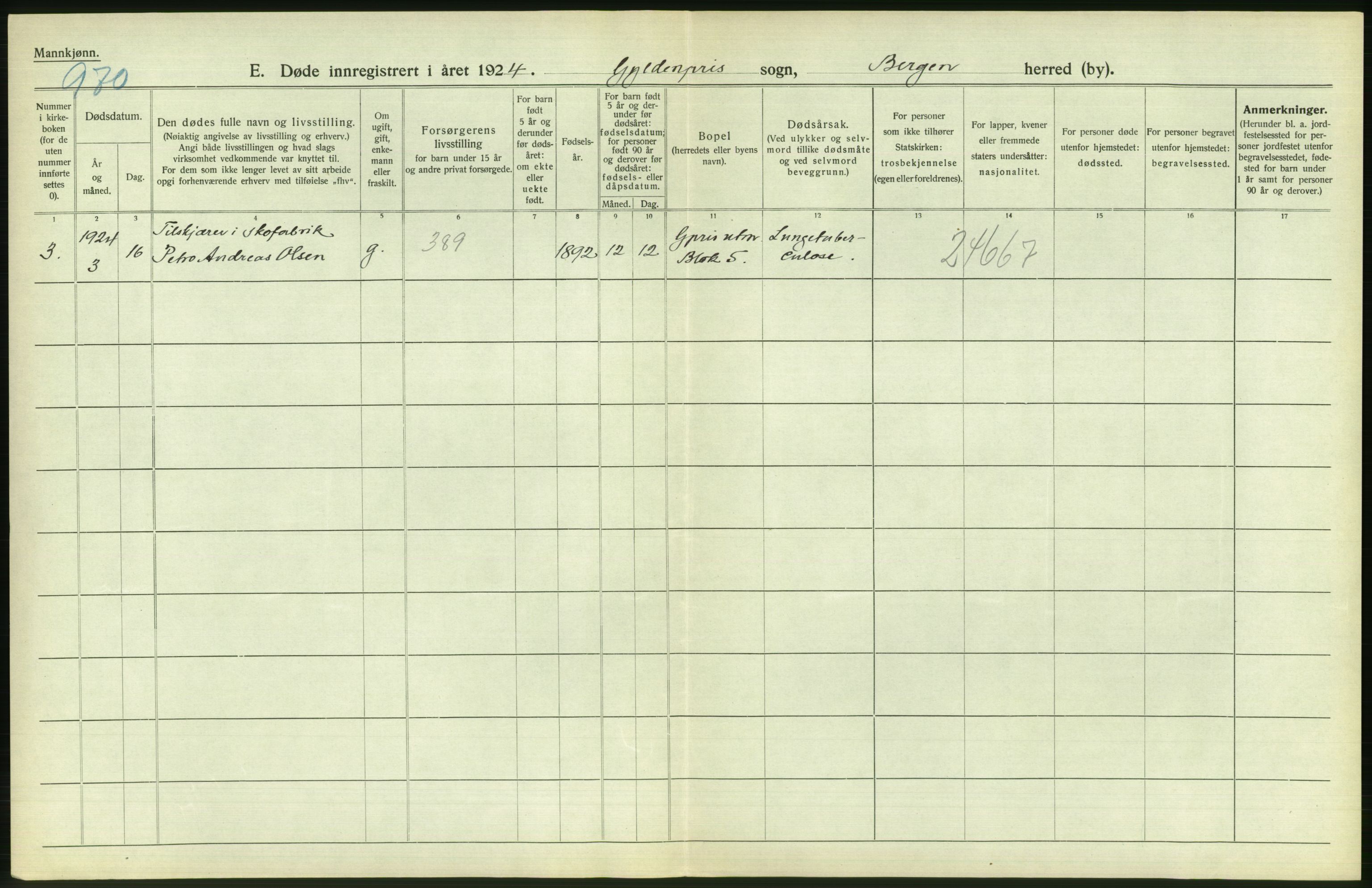 Statistisk sentralbyrå, Sosiodemografiske emner, Befolkning, RA/S-2228/D/Df/Dfc/Dfcd/L0028: Bergen: Gifte, døde., 1924, s. 526