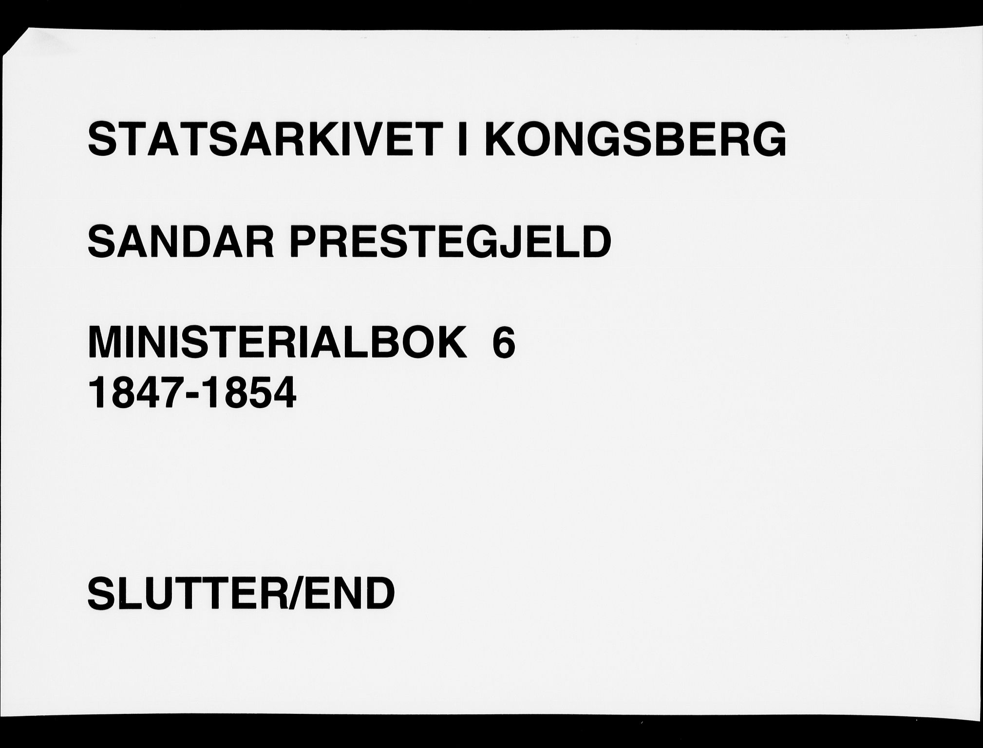 Sandar kirkebøker, AV/SAKO-A-243/F/Fa/L0006: Ministerialbok nr. 6, 1847-1860