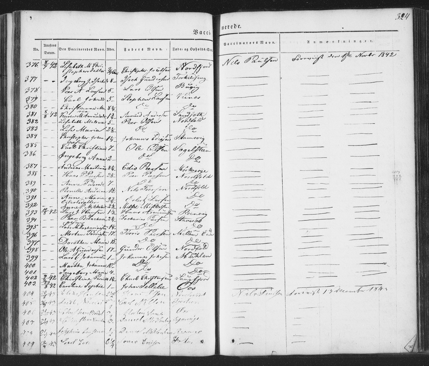 Ministerialprotokoller, klokkerbøker og fødselsregistre - Nordland, AV/SAT-A-1459/853/L0769: Ministerialbok nr. 853A08, 1836-1856, s. 324