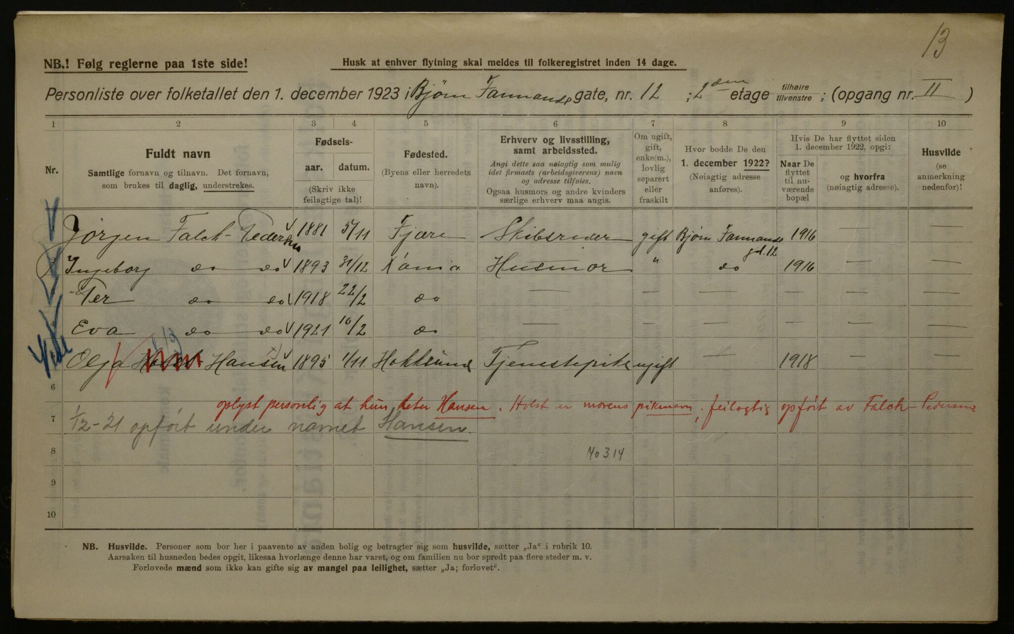 OBA, Kommunal folketelling 1.12.1923 for Kristiania, 1923, s. 7740