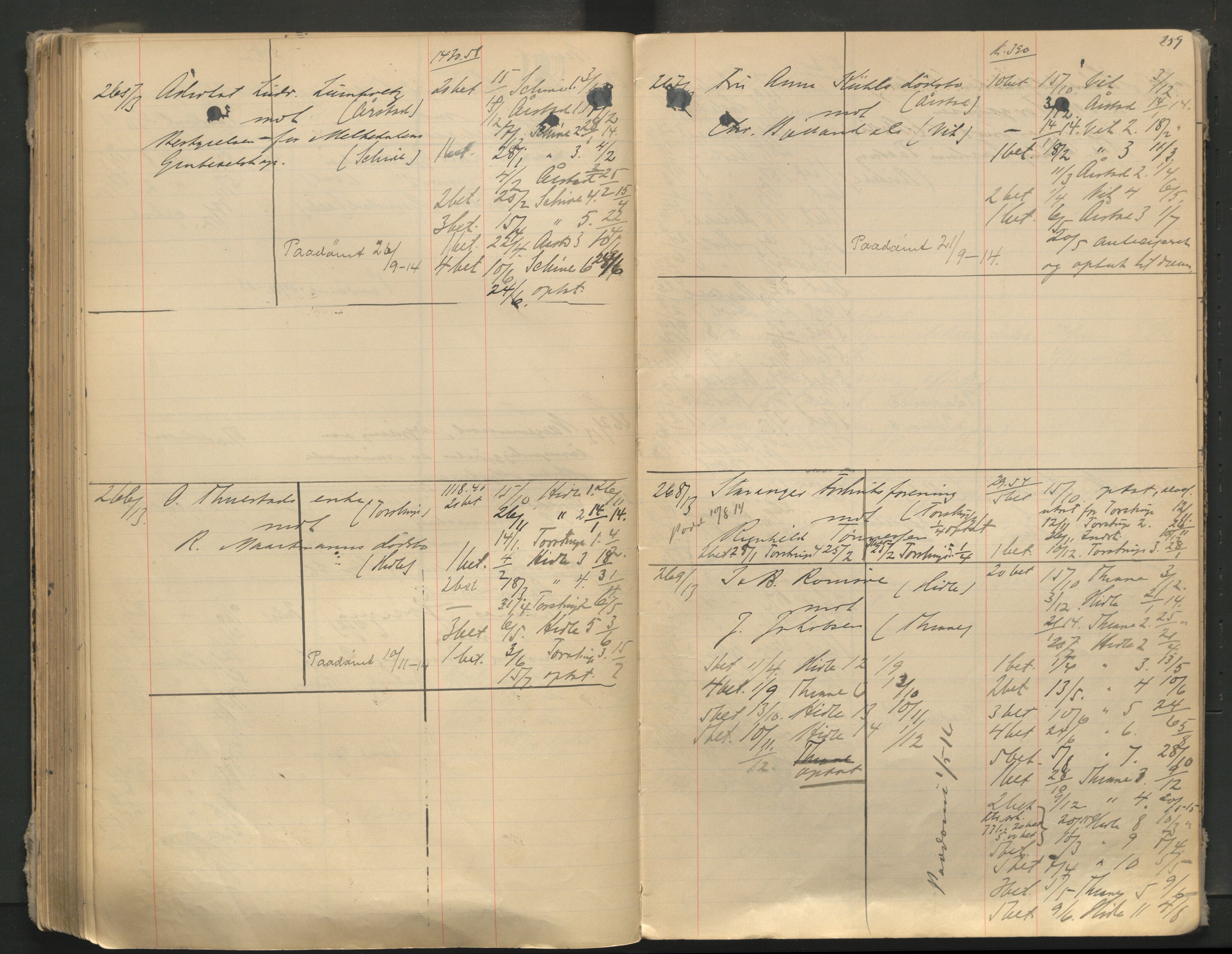 Stavanger byfogd, AV/SAST-A-101408/001/3/32/32A/L0005: Saksliste for Stavanger byting, 1910-1914, s. 258-259
