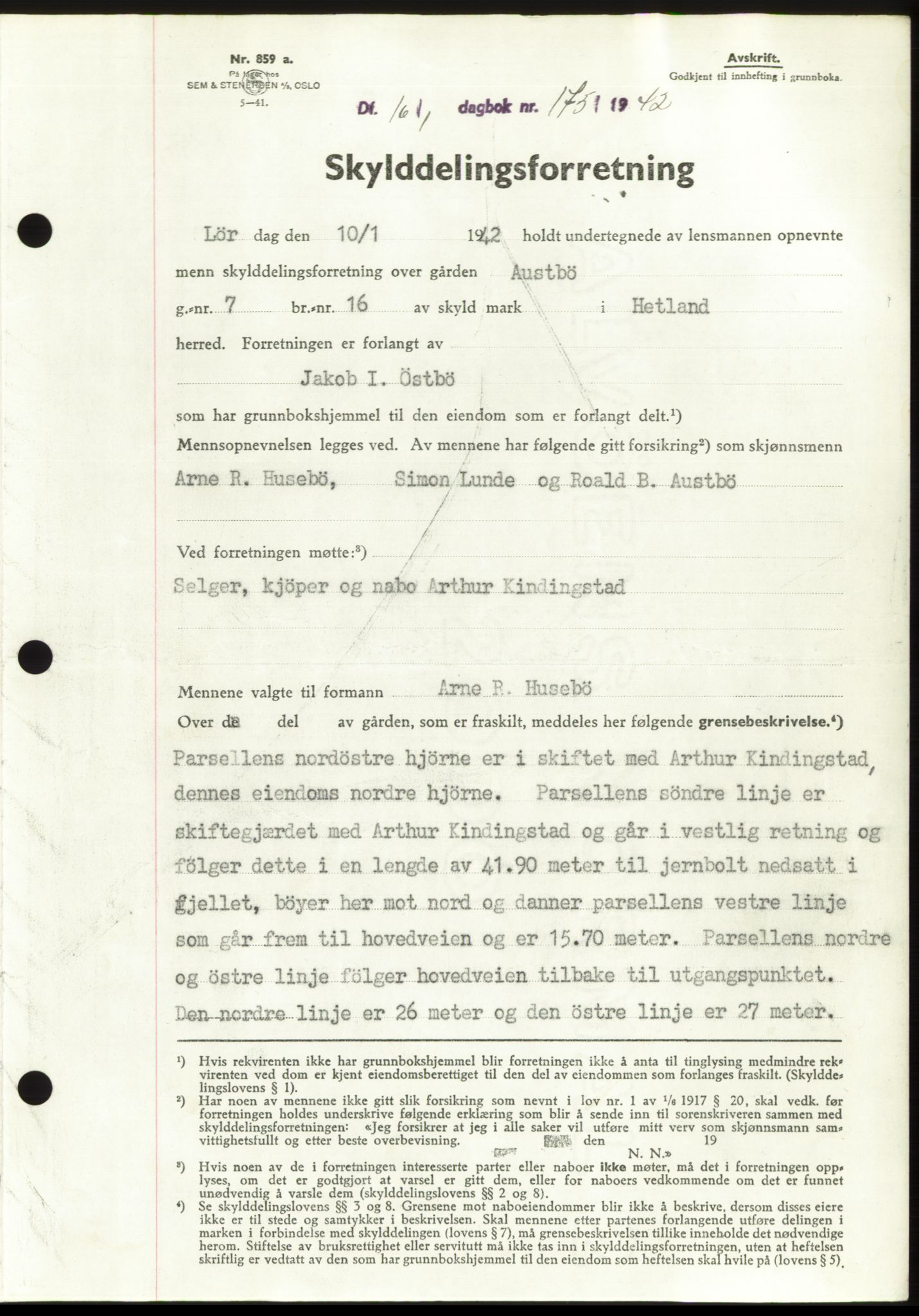 Jæren sorenskriveri, SAST/A-100310/03/G/Gba/L0082: Pantebok, 1942-1942, Dagboknr: 175/1942