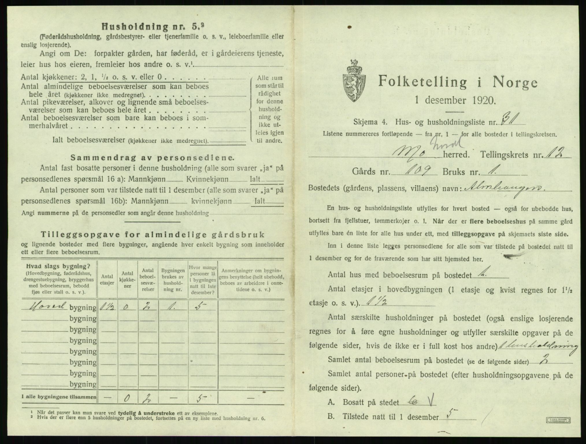 SAT, Folketelling 1920 for 1833 Mo herred, 1920, s. 1454