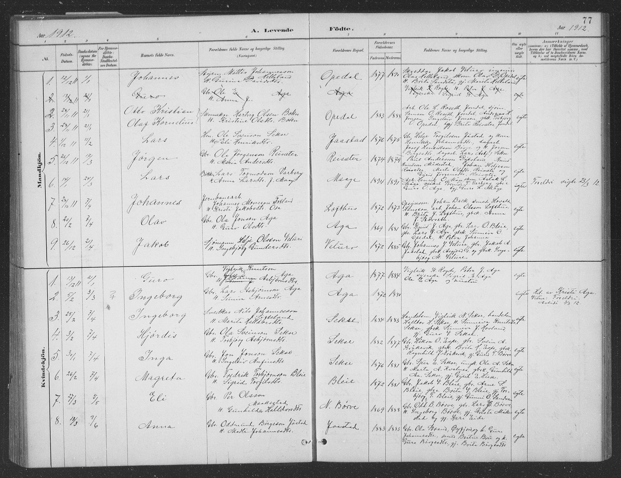 Ullensvang sokneprestembete, AV/SAB-A-78701/H/Hab: Klokkerbok nr. B 11, 1887-1939, s. 77