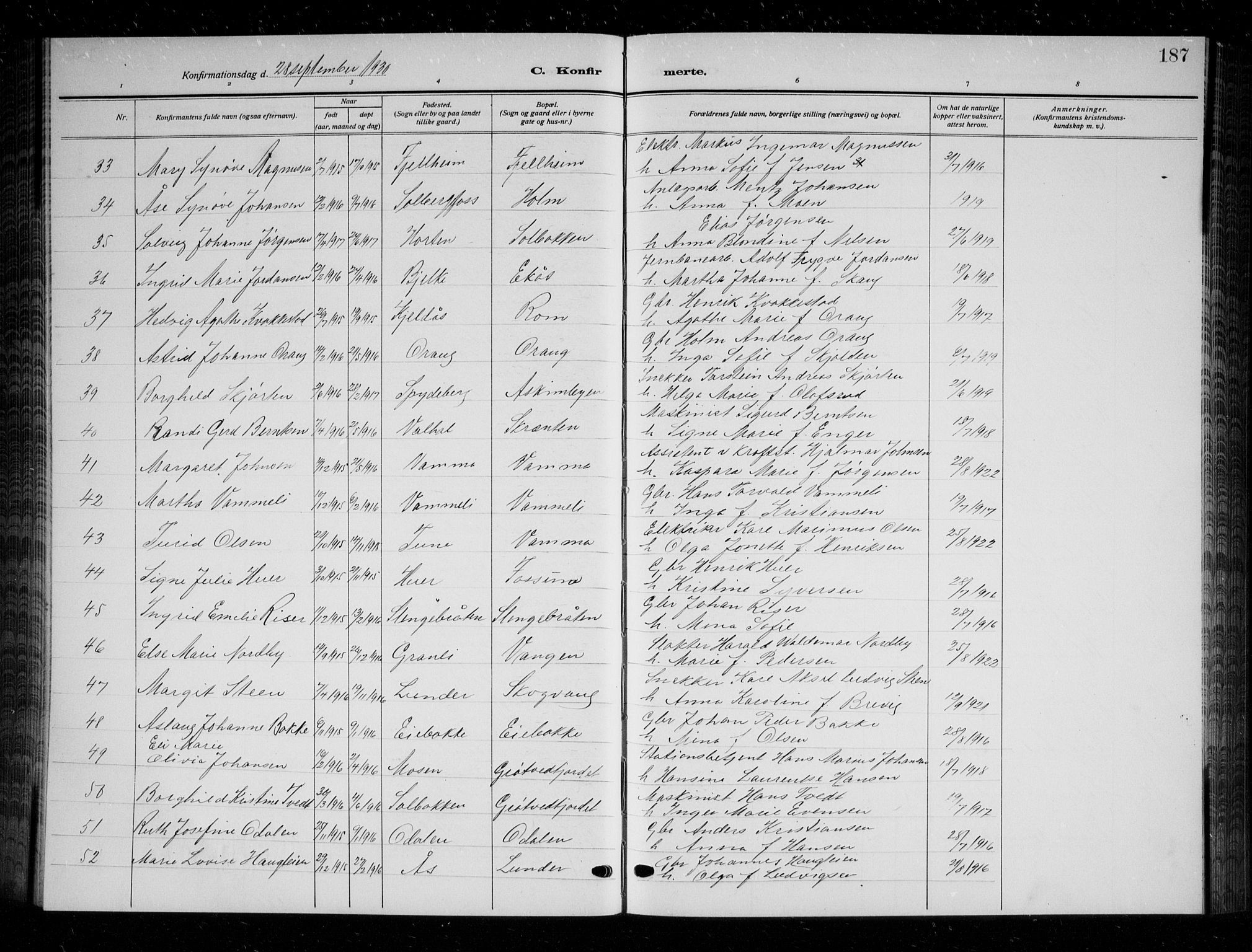 Askim prestekontor Kirkebøker, AV/SAO-A-10900/G/Ga/L0003: Klokkerbok nr. 3, 1921-1937, s. 187