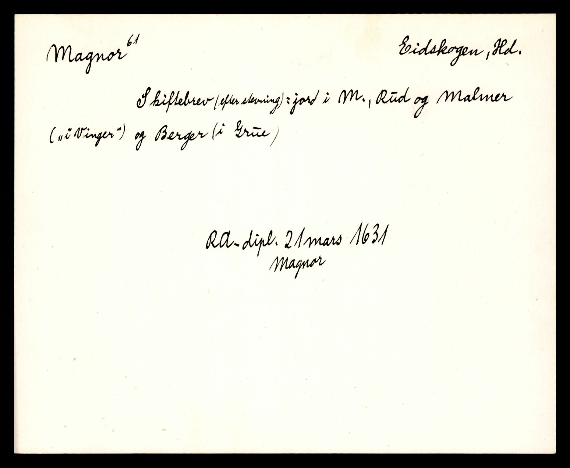 Riksarkivets diplomsamling, AV/RA-EA-5965/F35/F35e/L0007: Registreringssedler Hedmark 1, 1400-1700, s. 801