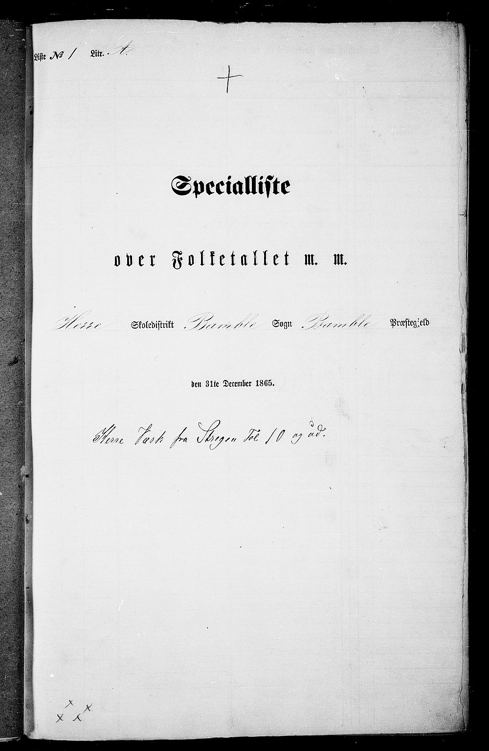 RA, Folketelling 1865 for 0814P Bamble prestegjeld, 1865, s. 13