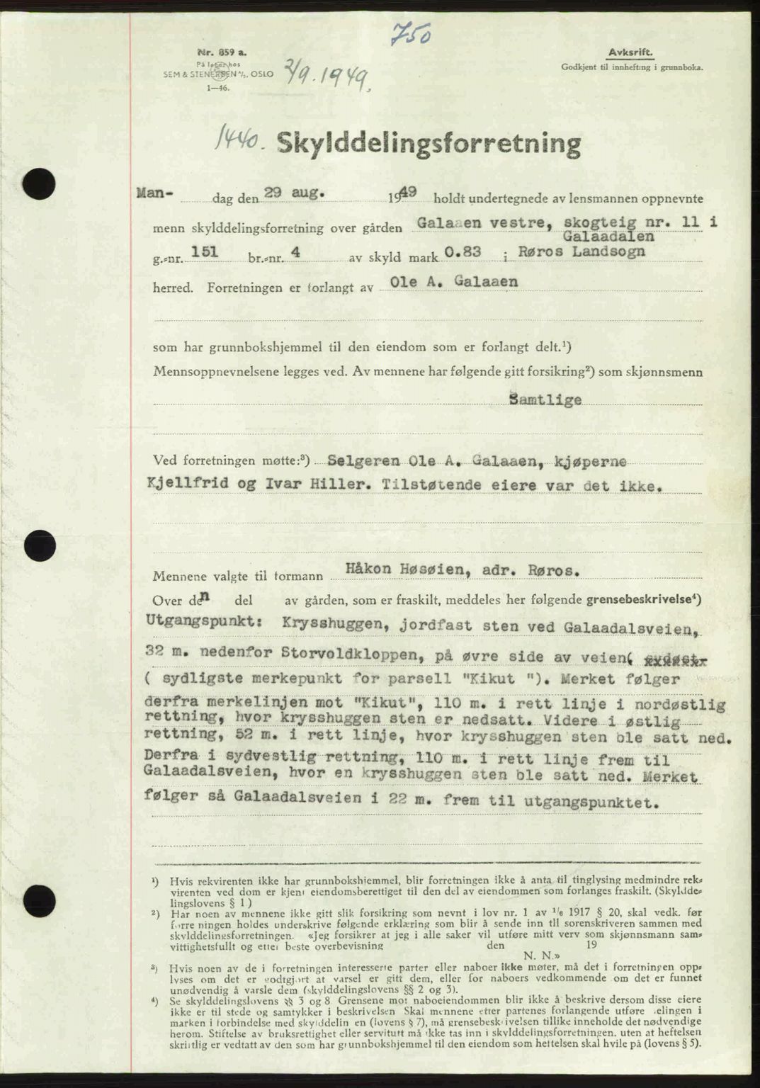 Gauldal sorenskriveri, SAT/A-0014/1/2/2C: Pantebok nr. A8, 1949-1949, Dagboknr: 1440/1949