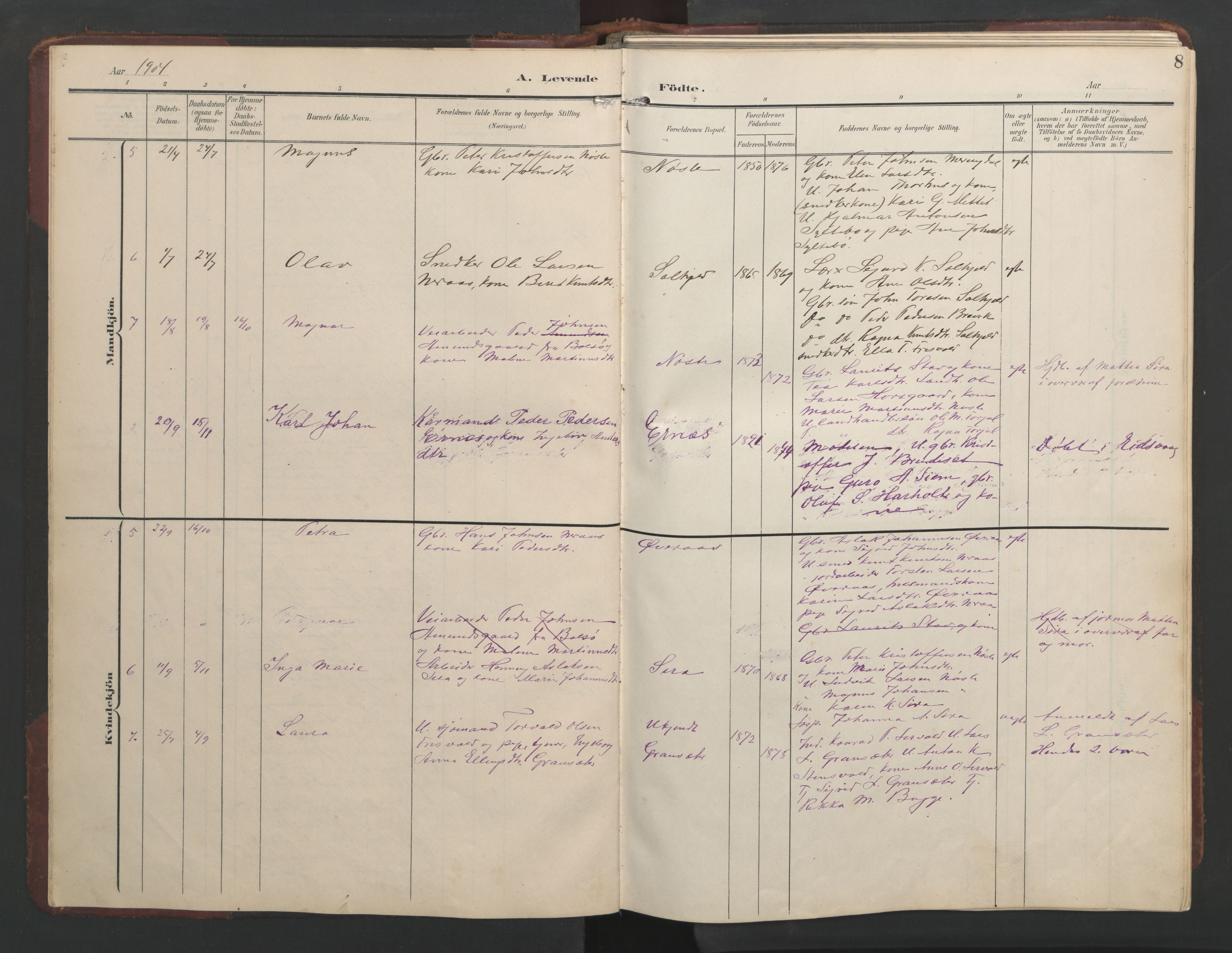 Ministerialprotokoller, klokkerbøker og fødselsregistre - Møre og Romsdal, AV/SAT-A-1454/552/L0639: Klokkerbok nr. 552C02, 1903-1960, s. 8