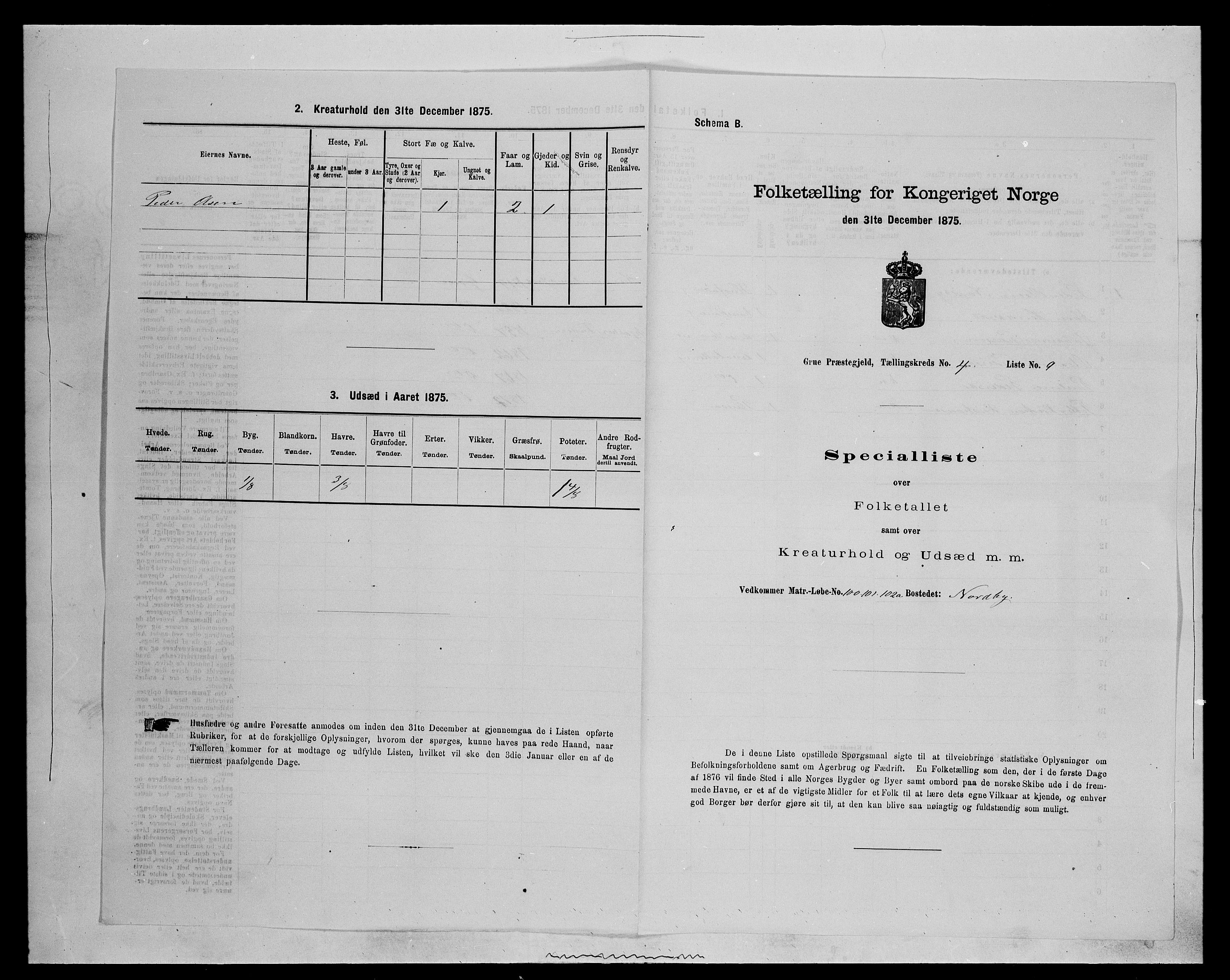 SAH, Folketelling 1875 for 0423P Grue prestegjeld, 1875, s. 727