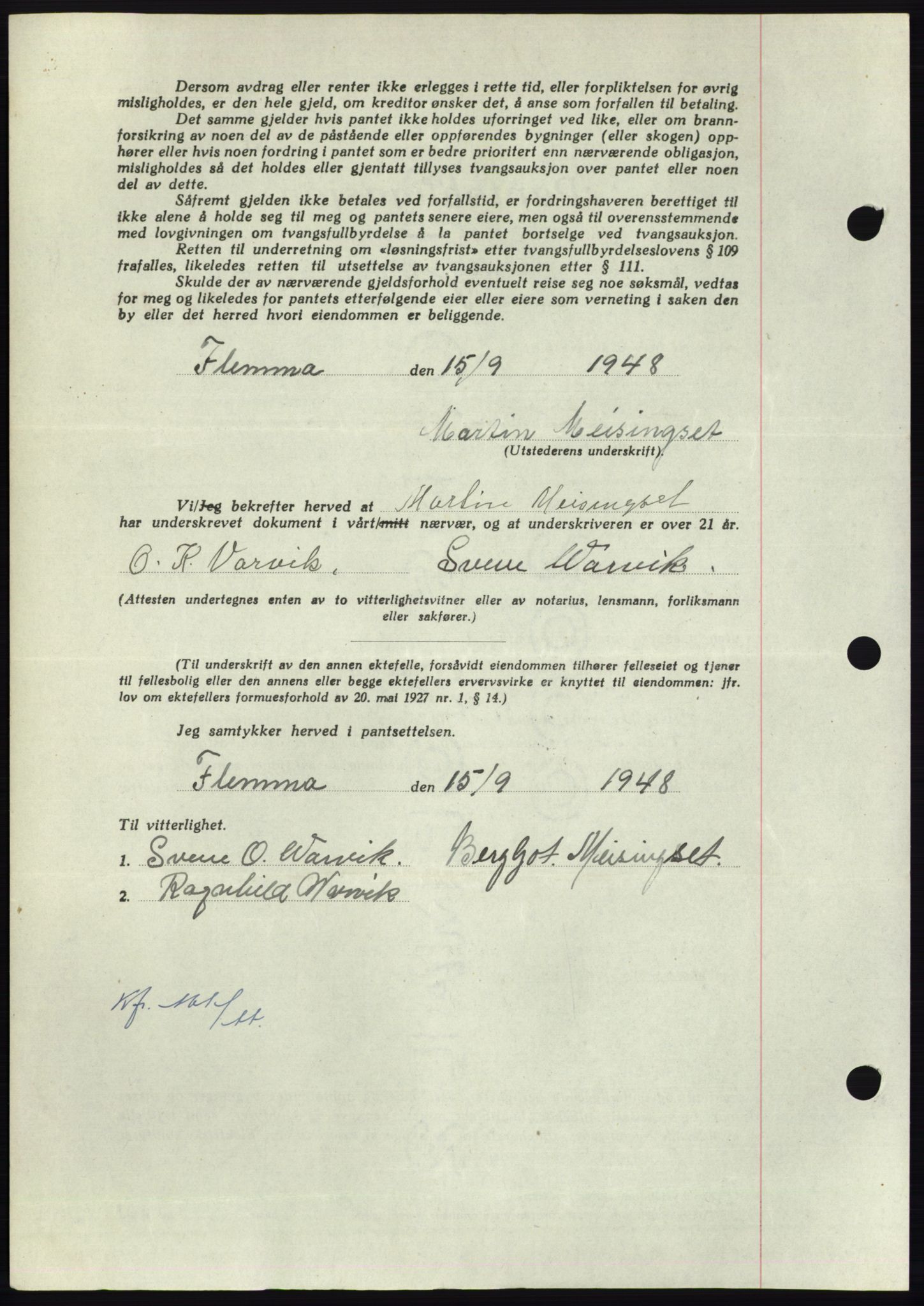 Nordmøre sorenskriveri, AV/SAT-A-4132/1/2/2Ca: Pantebok nr. B99, 1948-1948, Dagboknr: 3006/1948