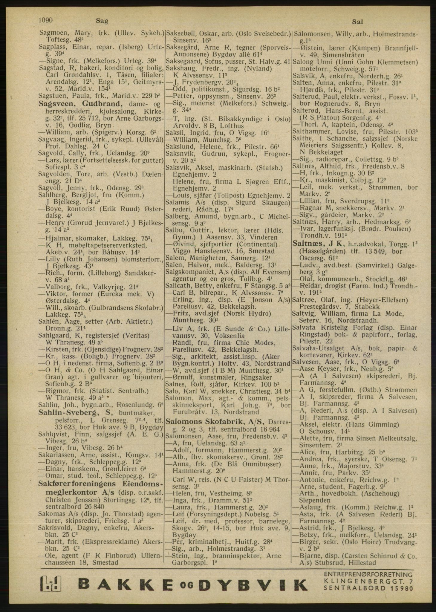 Kristiania/Oslo adressebok, PUBL/-, 1946, s. 1090