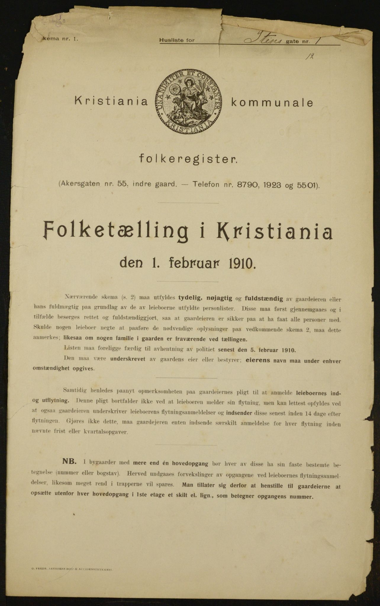 OBA, Kommunal folketelling 1.2.1910 for Kristiania, 1910, s. 96686