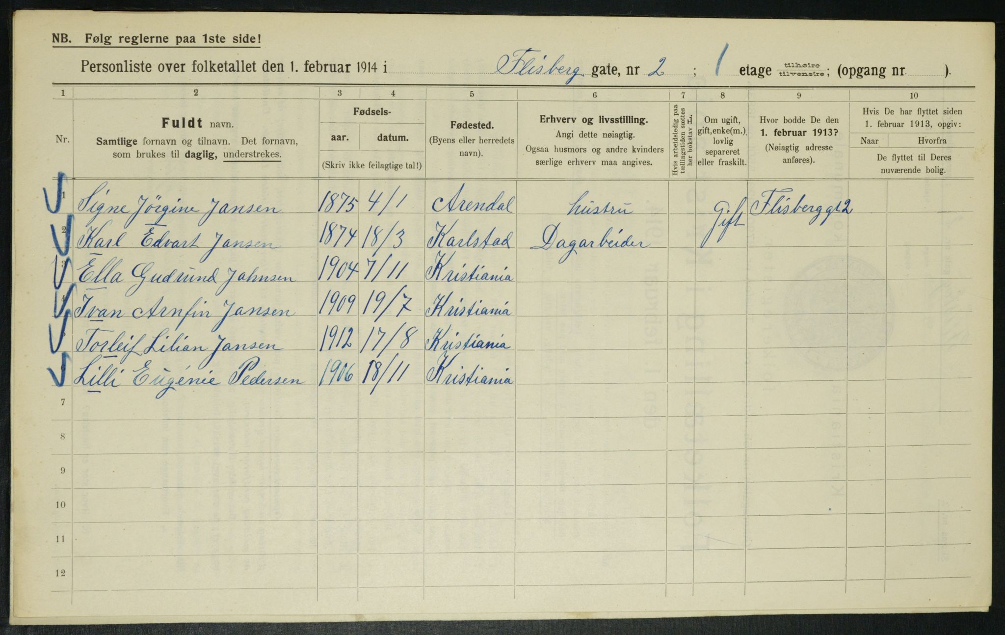 OBA, Kommunal folketelling 1.2.1914 for Kristiania, 1914, s. 24763