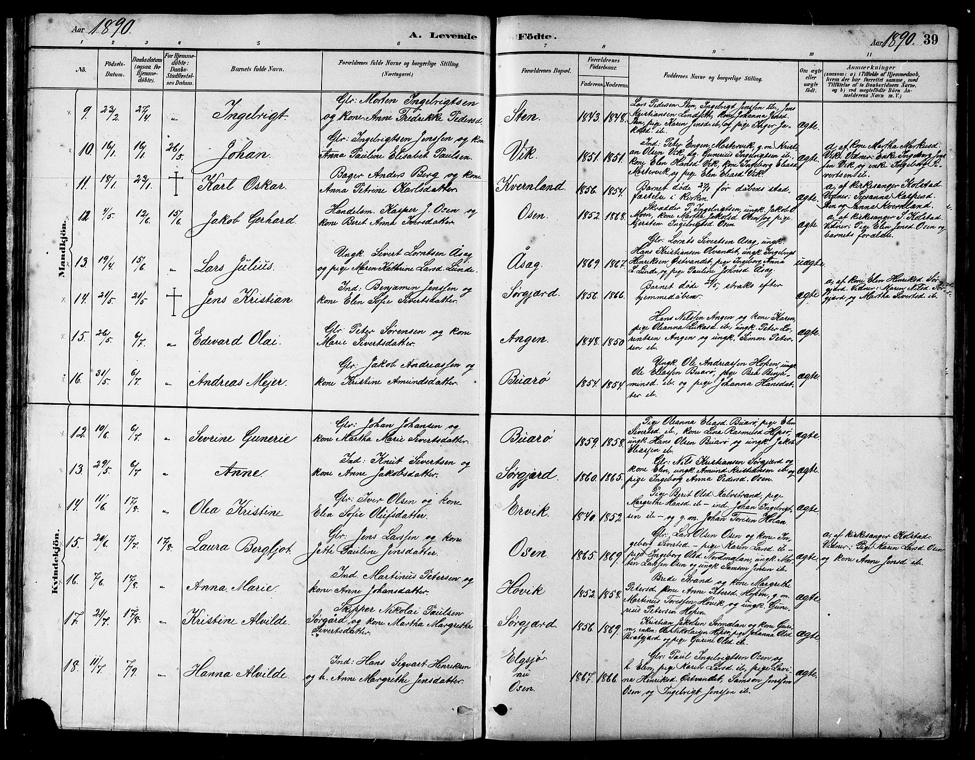 Ministerialprotokoller, klokkerbøker og fødselsregistre - Sør-Trøndelag, SAT/A-1456/658/L0726: Klokkerbok nr. 658C02, 1883-1908, s. 39