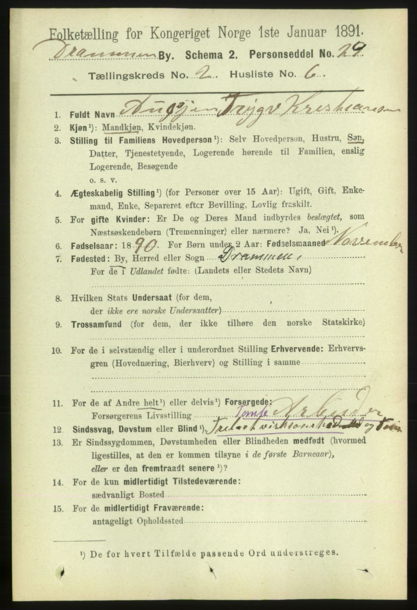 RA, Folketelling 1891 for 0602 Drammen kjøpstad, 1891, s. 4338