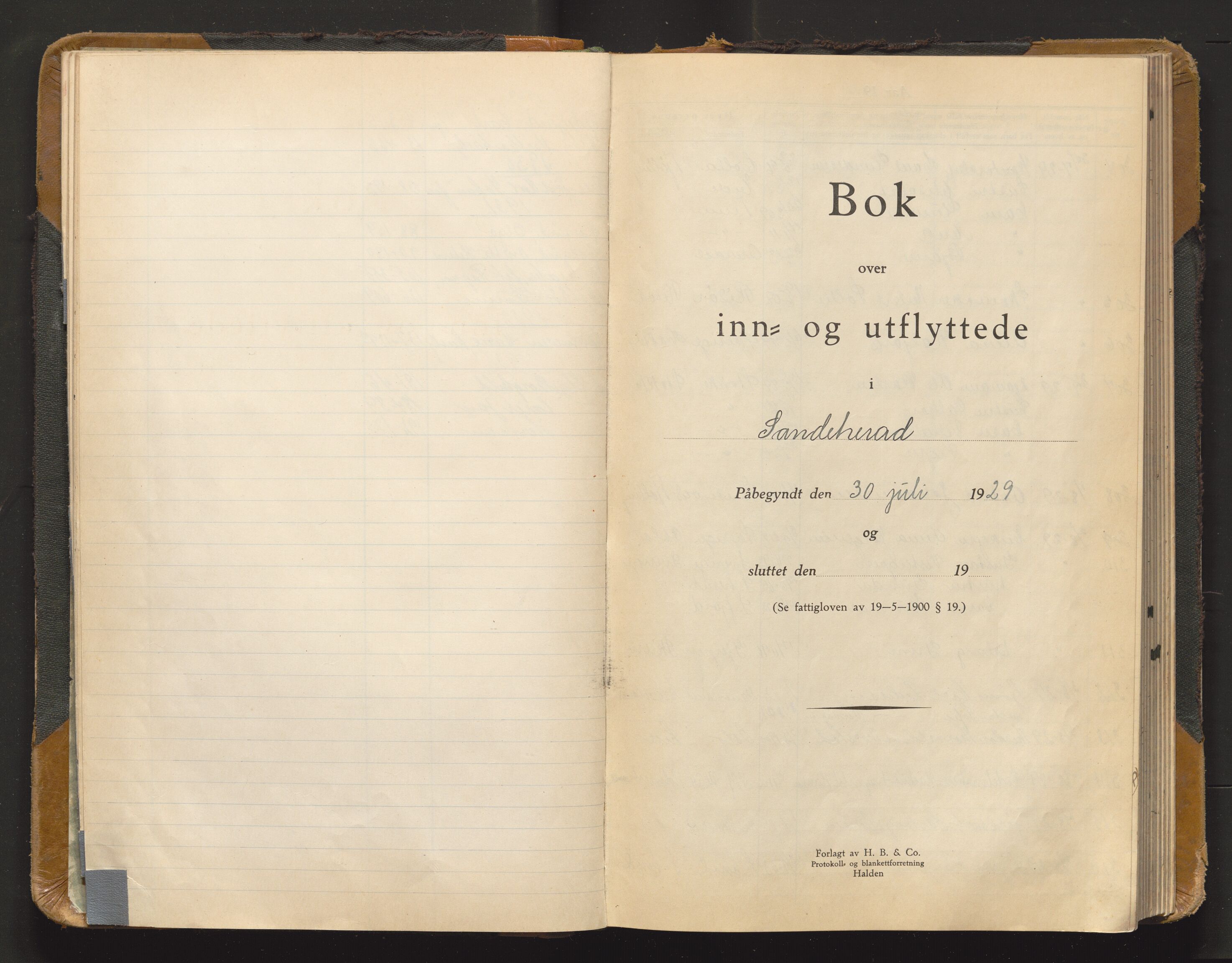 Sandar lensmannskontor, AV/SAKO-A-545/O/Oa/L0008: Protokoll over inn- og utflyttede, 1929-1933