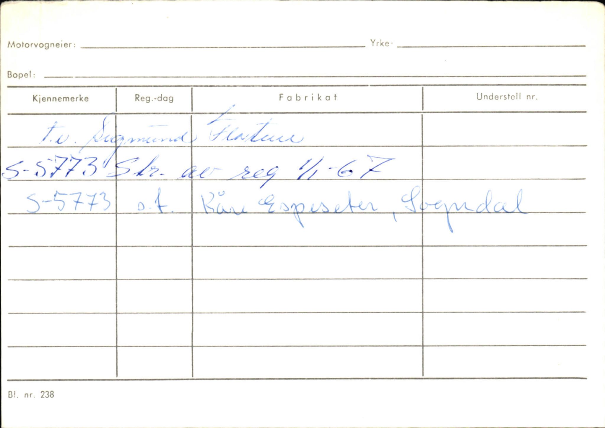 Statens vegvesen, Sogn og Fjordane vegkontor, AV/SAB-A-5301/4/F/L0124: Eigarregister Sogndal A-U, 1945-1975, s. 537