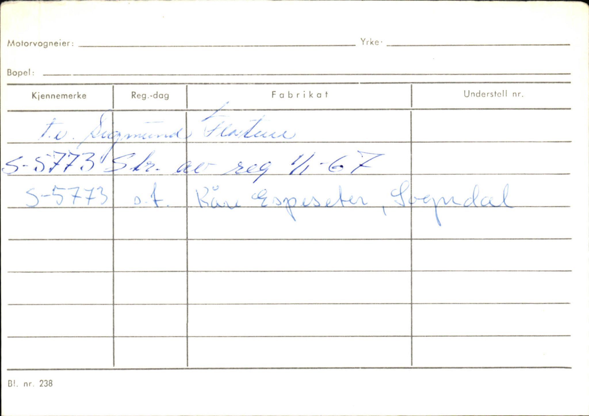 Statens vegvesen, Sogn og Fjordane vegkontor, SAB/A-5301/4/F/L0124: Eigarregister Sogndal A-U, 1945-1975, s. 537