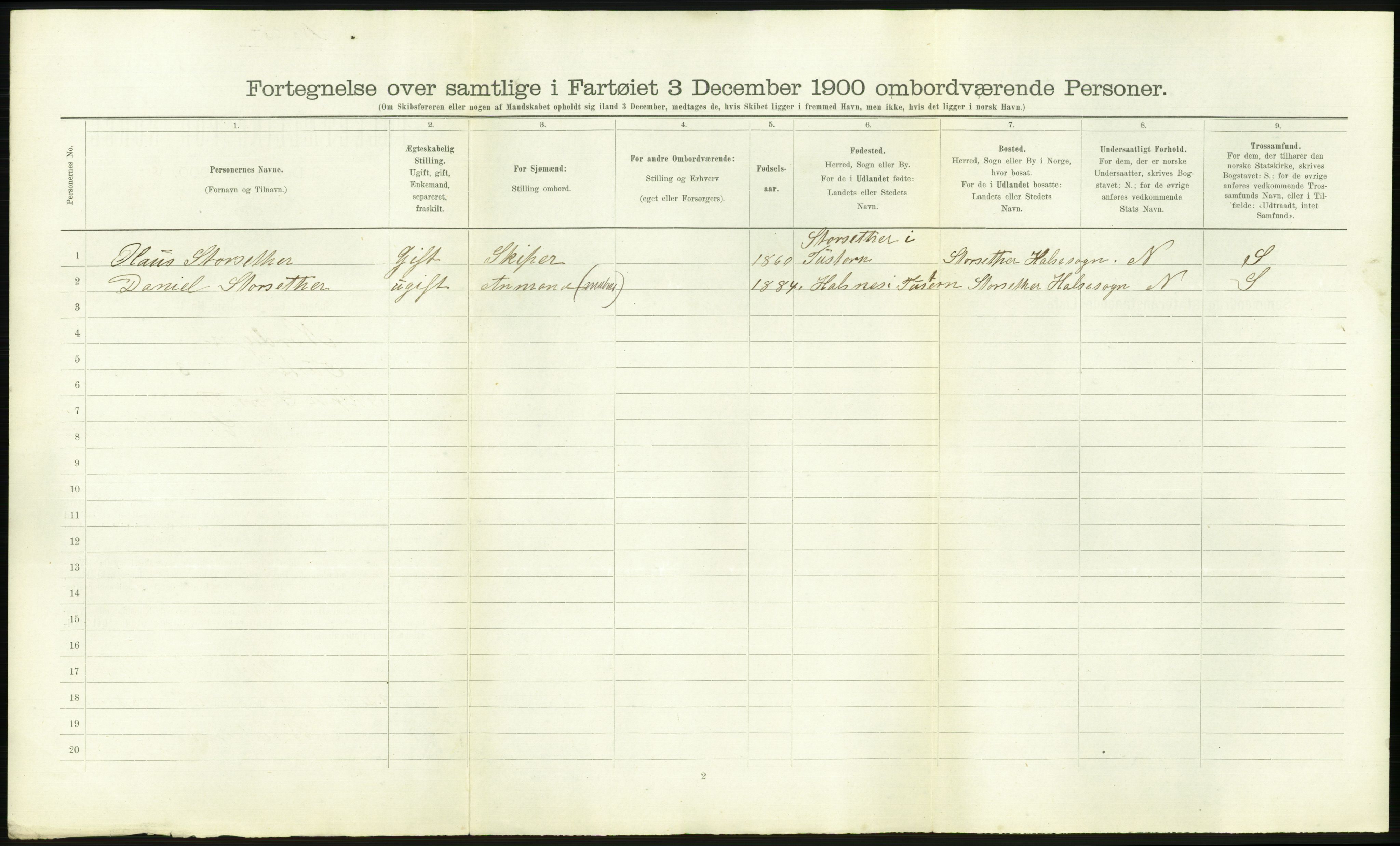 RA, Folketelling 1900 - skipslister med personlister for skip i norske havner, utenlandske havner og til havs, 1900, s. 2172