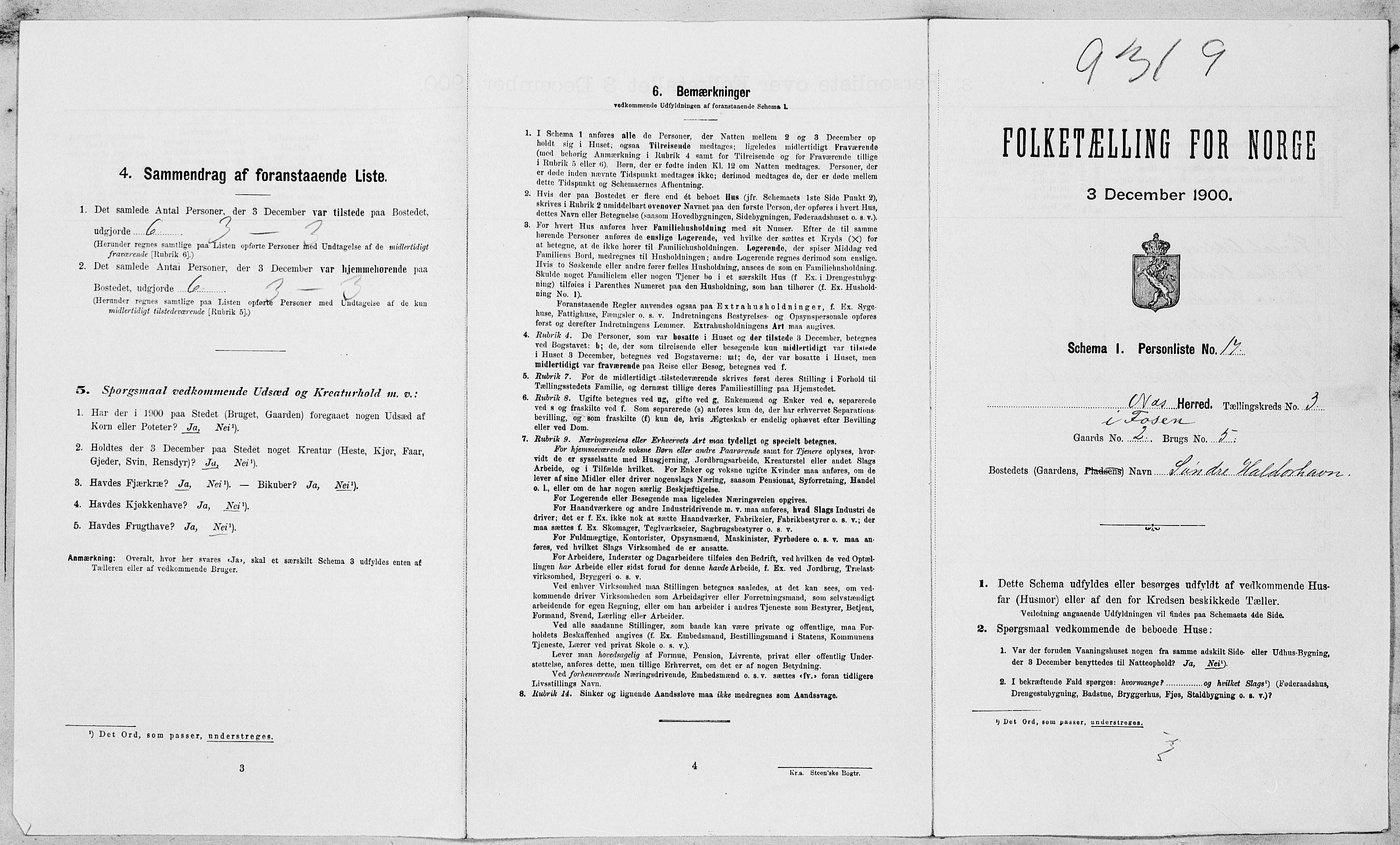SAT, Folketelling 1900 for 1628 Nes herred, 1900, s. 253