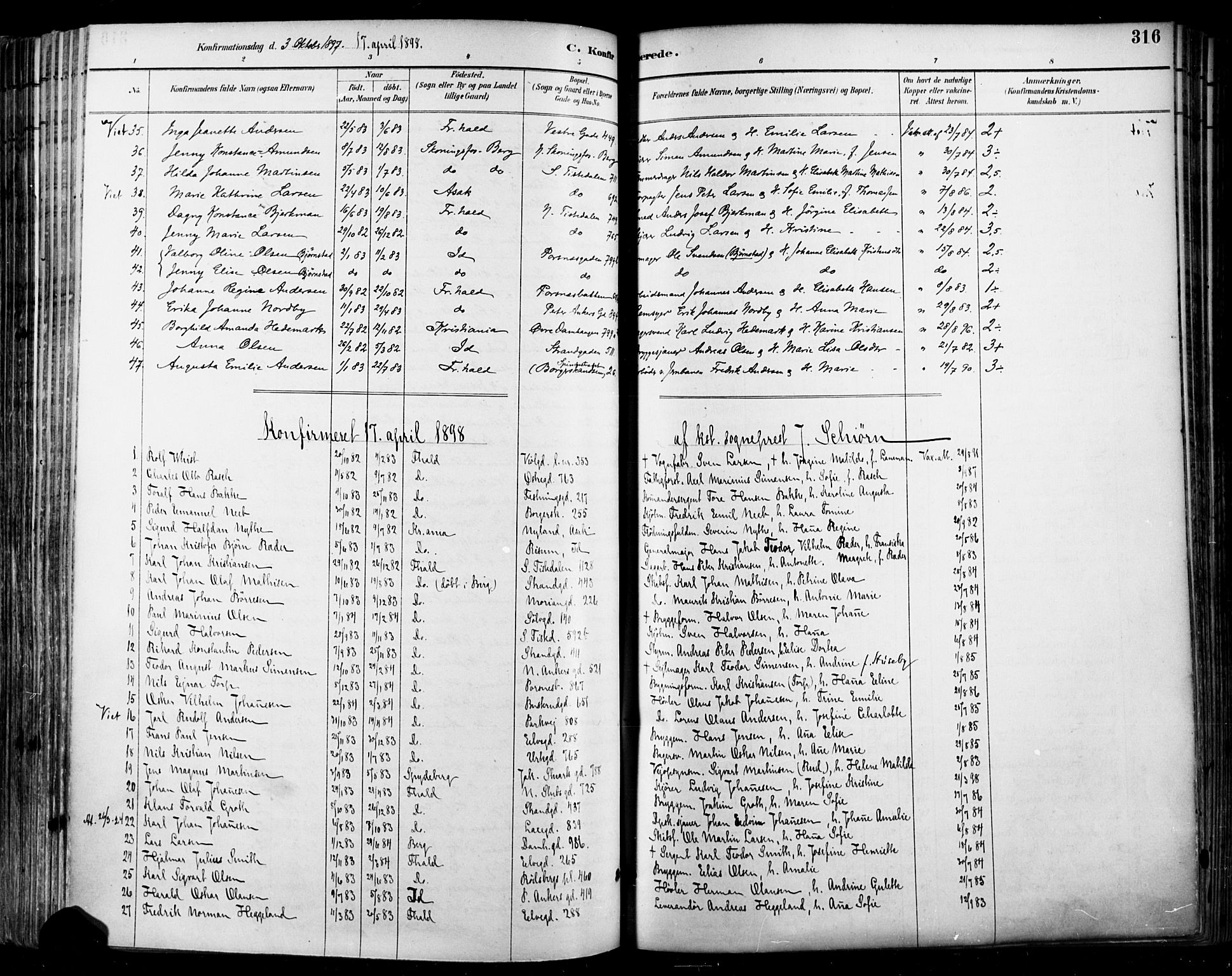 Halden prestekontor Kirkebøker, SAO/A-10909/F/Fa/L0013: Ministerialbok nr. I 13, 1890-1906, s. 316