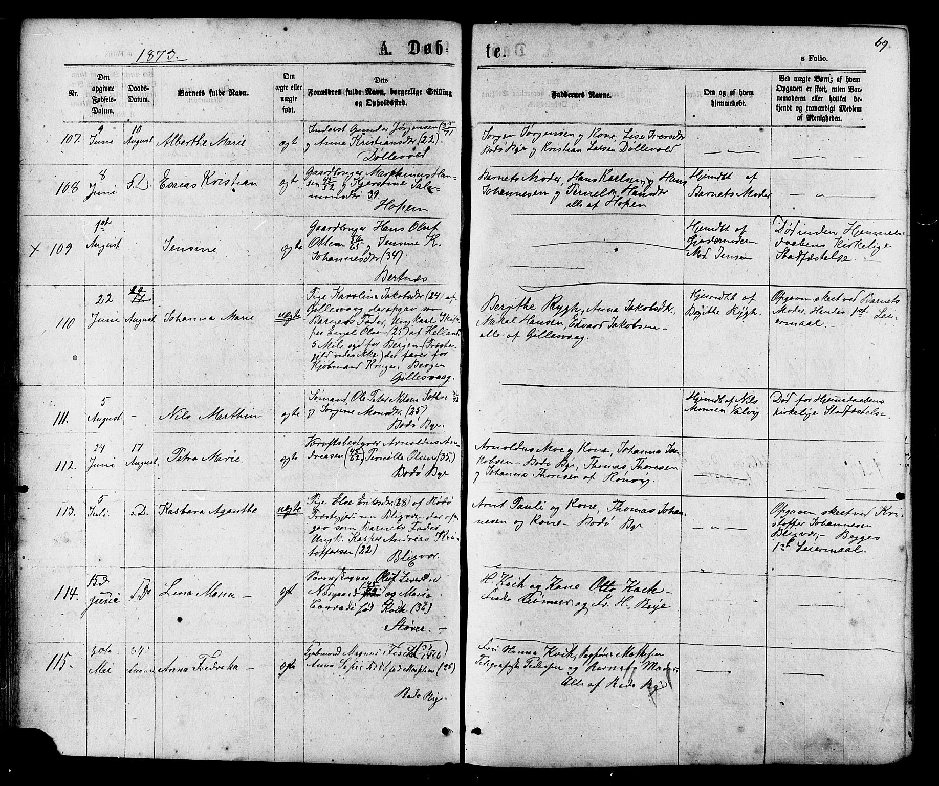 Ministerialprotokoller, klokkerbøker og fødselsregistre - Nordland, AV/SAT-A-1459/801/L0029: Klokkerbok nr. 801C04, 1868-1878, s. 69