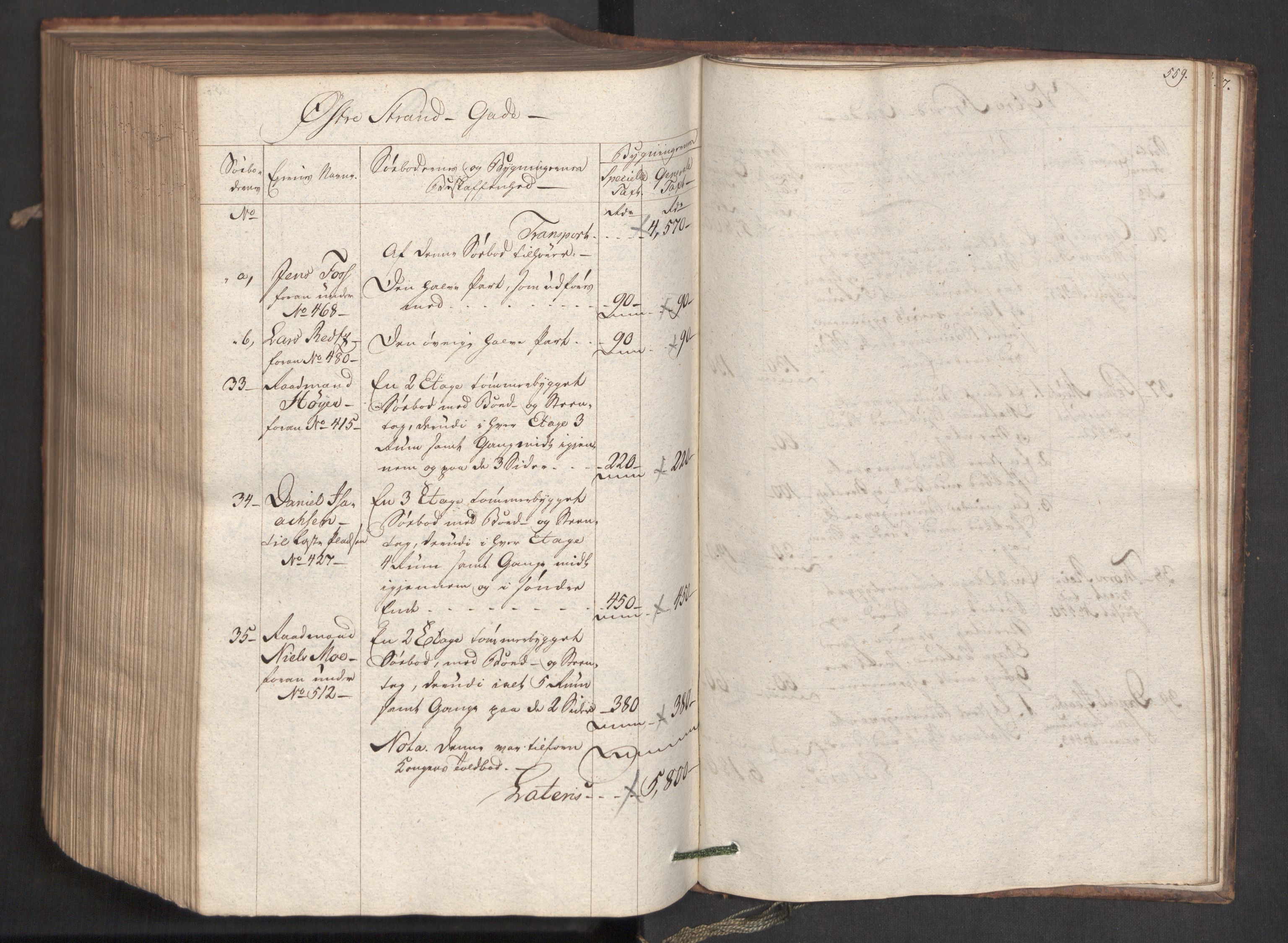 Kommersekollegiet, Brannforsikringskontoret 1767-1814, AV/RA-EA-5458/F/Fa/L0019/0001: Kristiansand / Branntakstprotokoll, 1797, s. 559