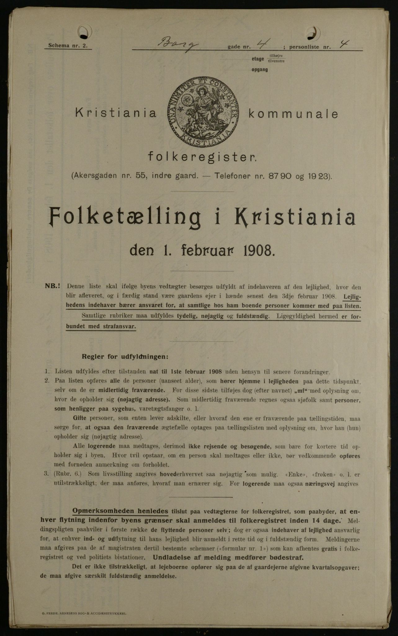 OBA, Kommunal folketelling 1.2.1908 for Kristiania kjøpstad, 1908, s. 7506