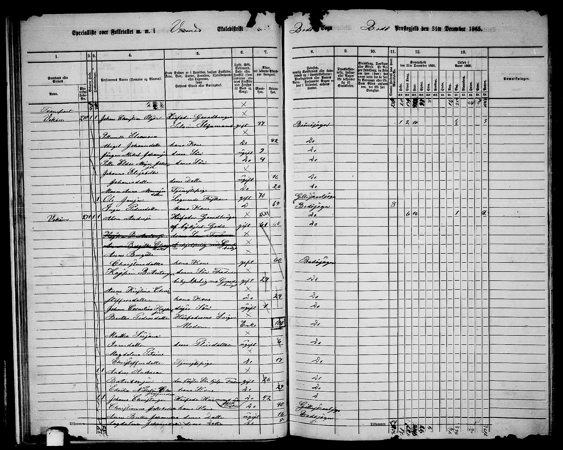 RA, Folketelling 1865 for 1843L Bodø prestegjeld, Bodø landsokn, 1865, s. 28