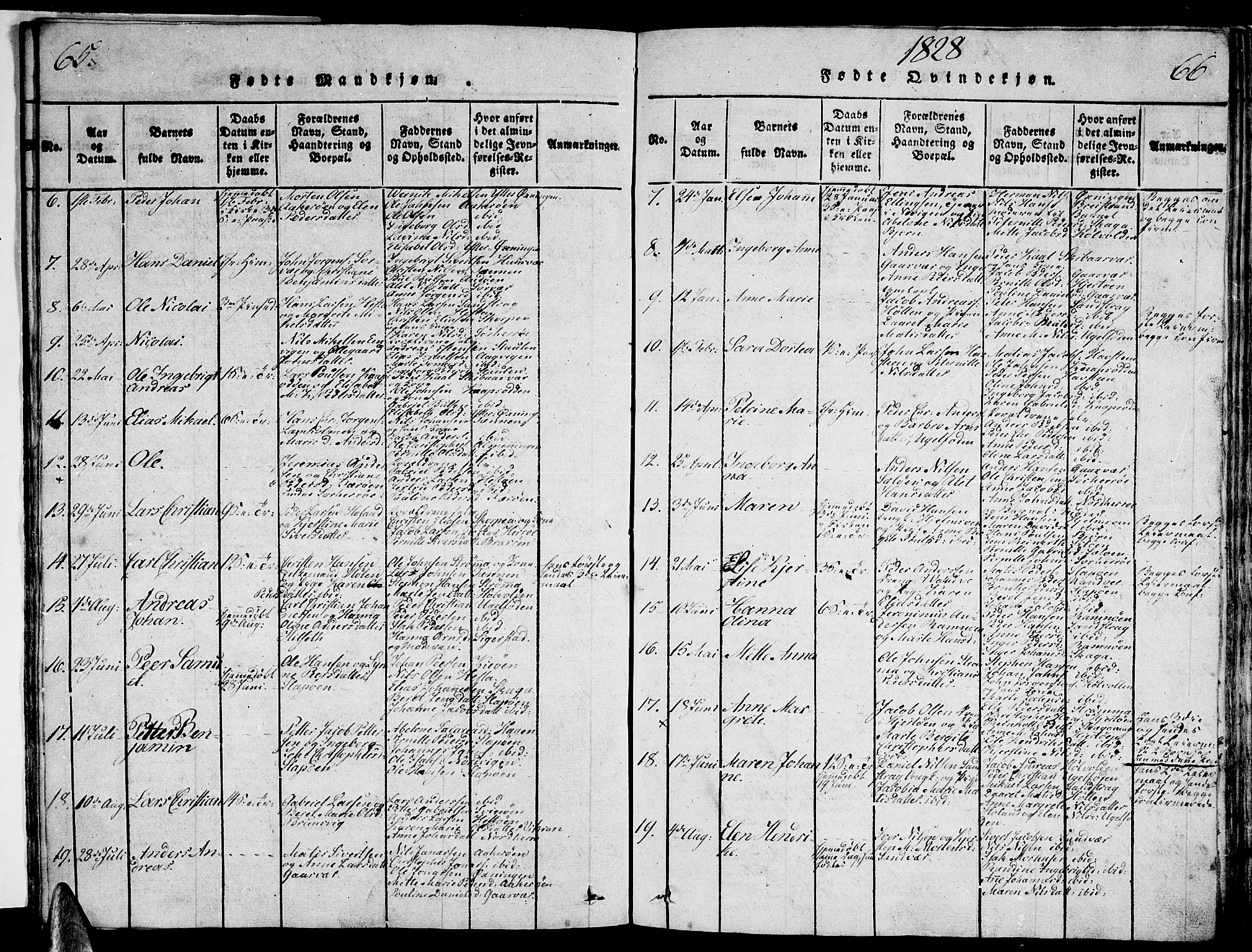 Ministerialprotokoller, klokkerbøker og fødselsregistre - Nordland, AV/SAT-A-1459/834/L0510: Klokkerbok nr. 834C01, 1820-1847, s. 65-66