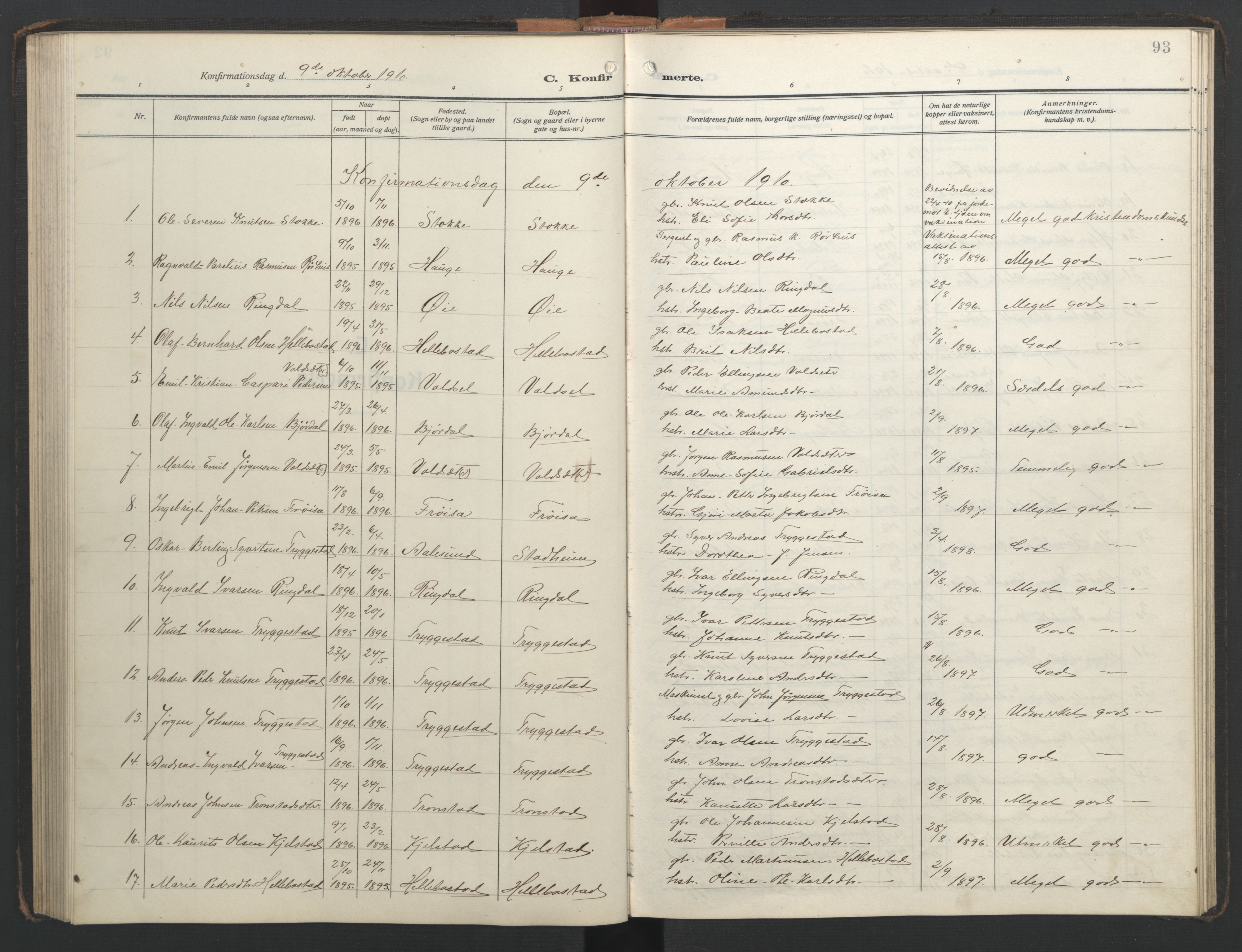 Ministerialprotokoller, klokkerbøker og fødselsregistre - Møre og Romsdal, SAT/A-1454/517/L0232: Klokkerbok nr. 517C05, 1910-1946, s. 93