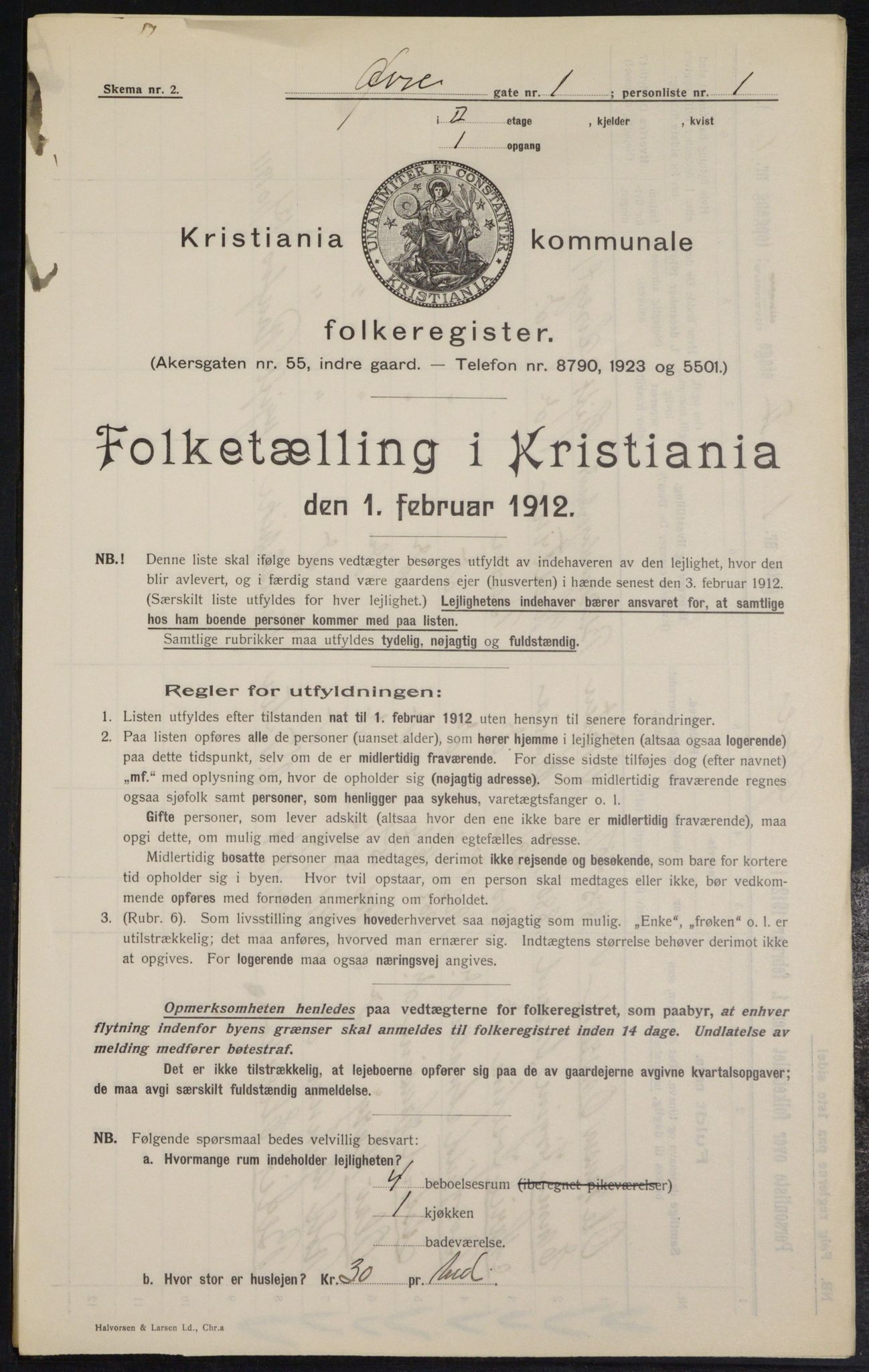 OBA, Kommunal folketelling 1.2.1912 for Kristiania, 1912, s. 129768